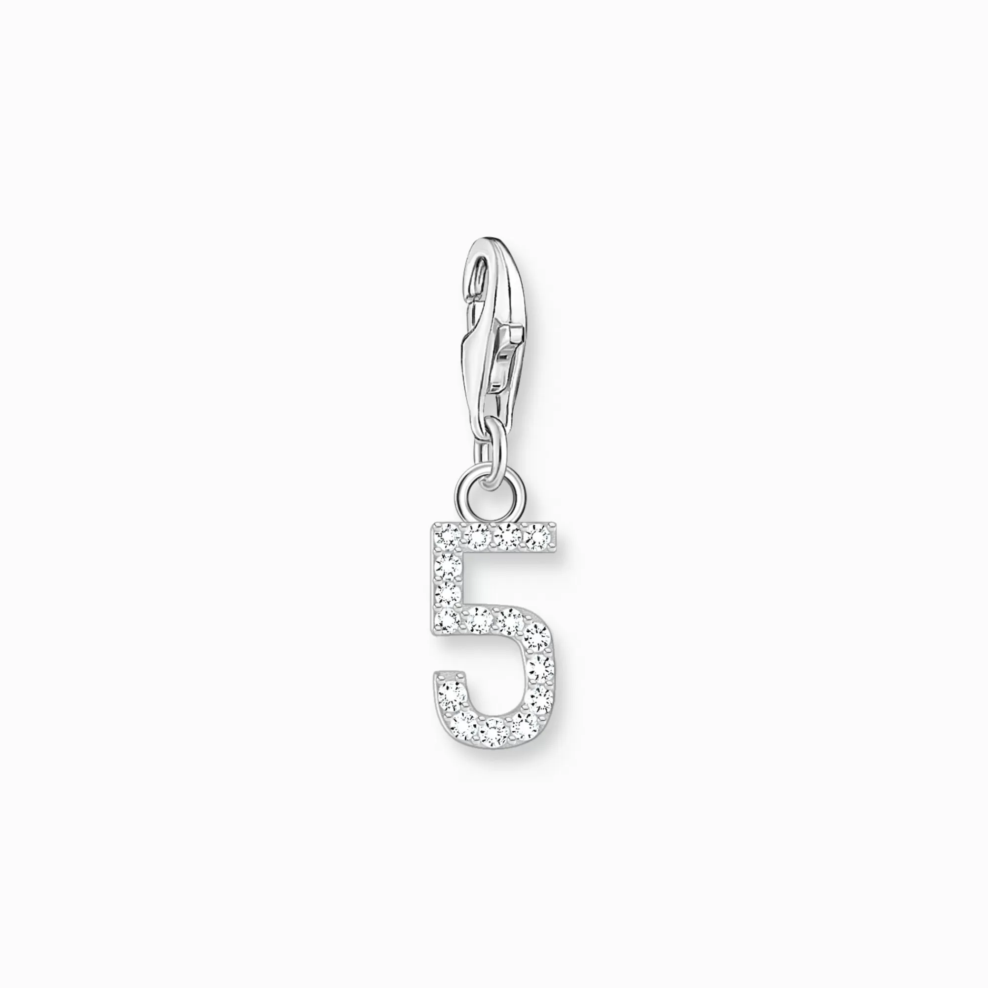 Hot Charm de plata del número 5 con piedras blancas Mujer Charms | Charms