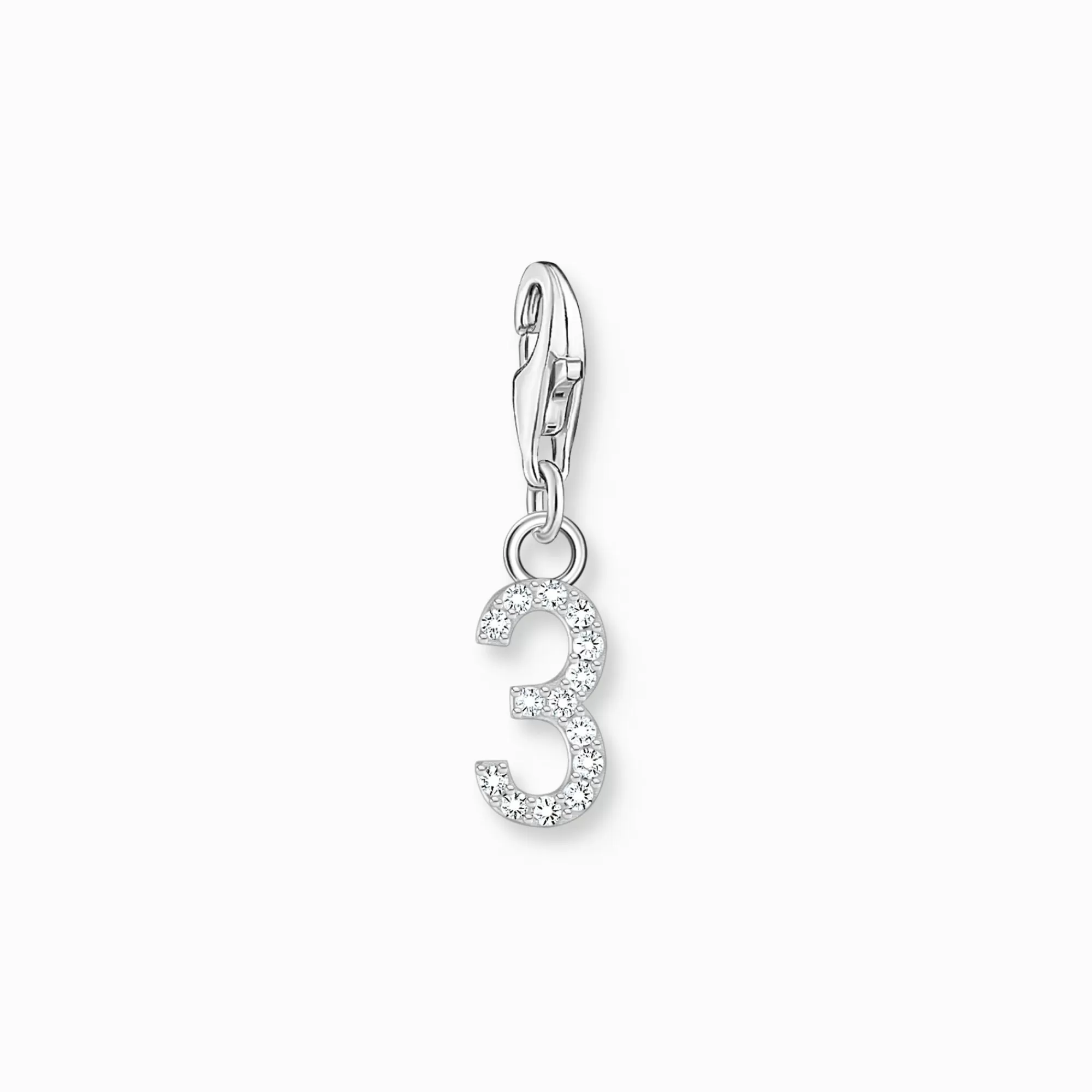 Cheap Charm de plata del número 3 con piedras blancas Mujer Charms | Charms