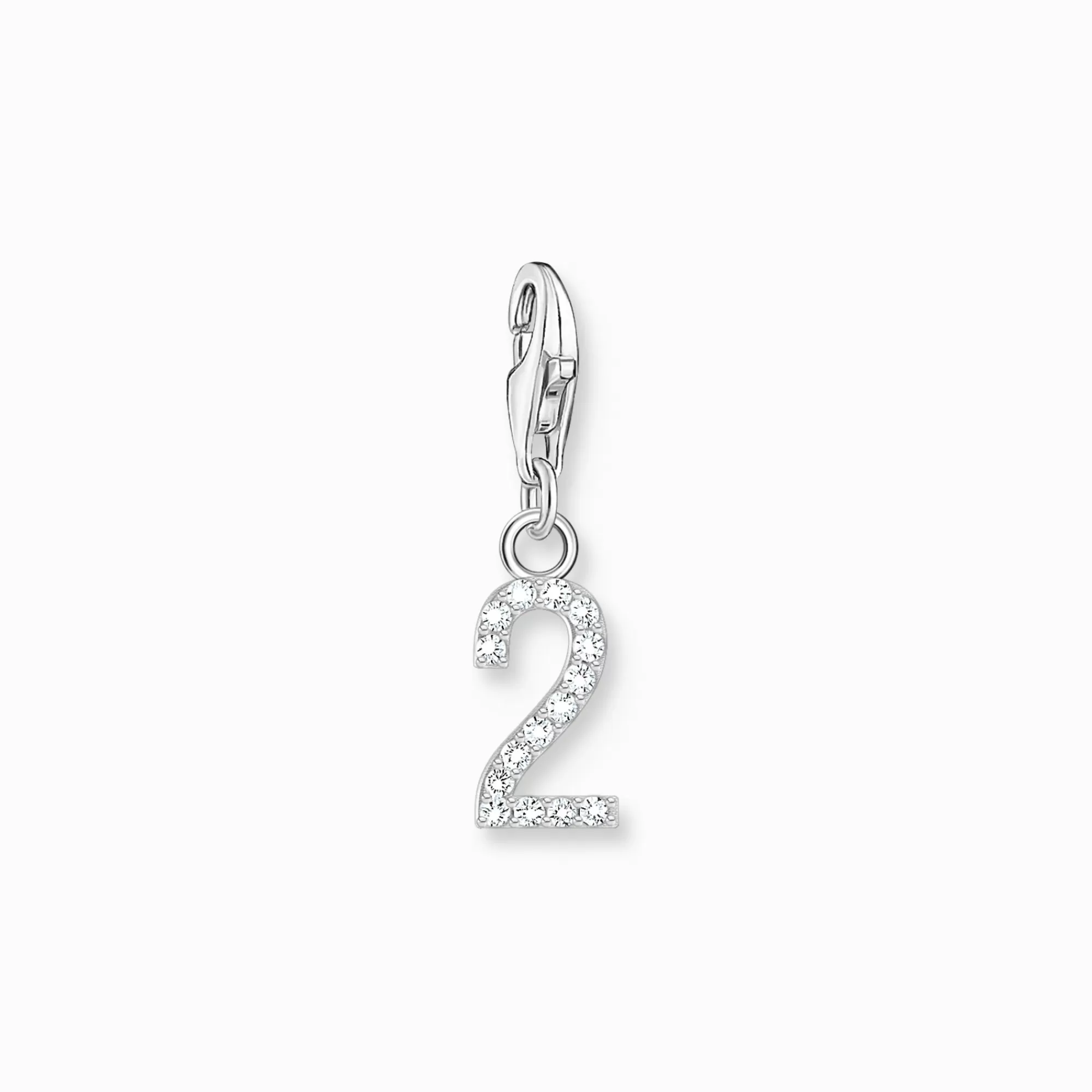 Hot Charm de plata del número 2 con piedras blancas Mujer Charms | Charms