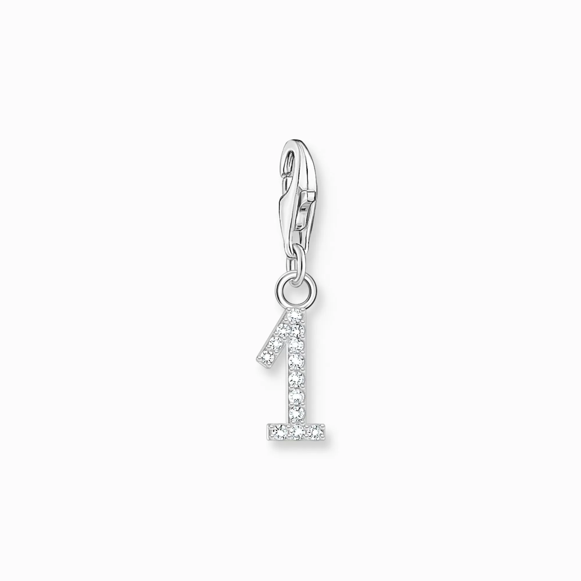 Online Charm de plata del número 1 con piedras blancas Mujer Charms | Charms