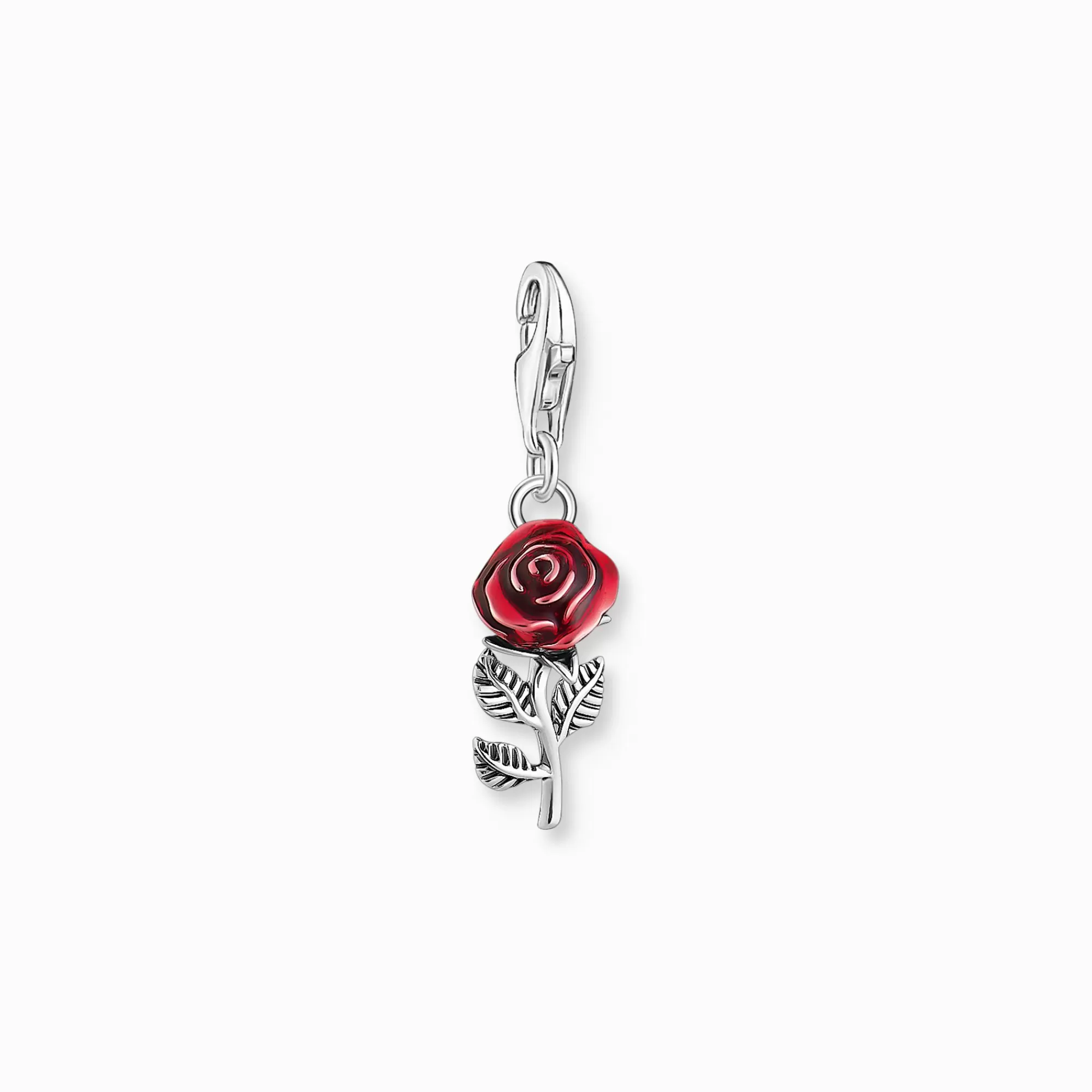 New Charm de rosa roja de plata Mujer Charms | Charms