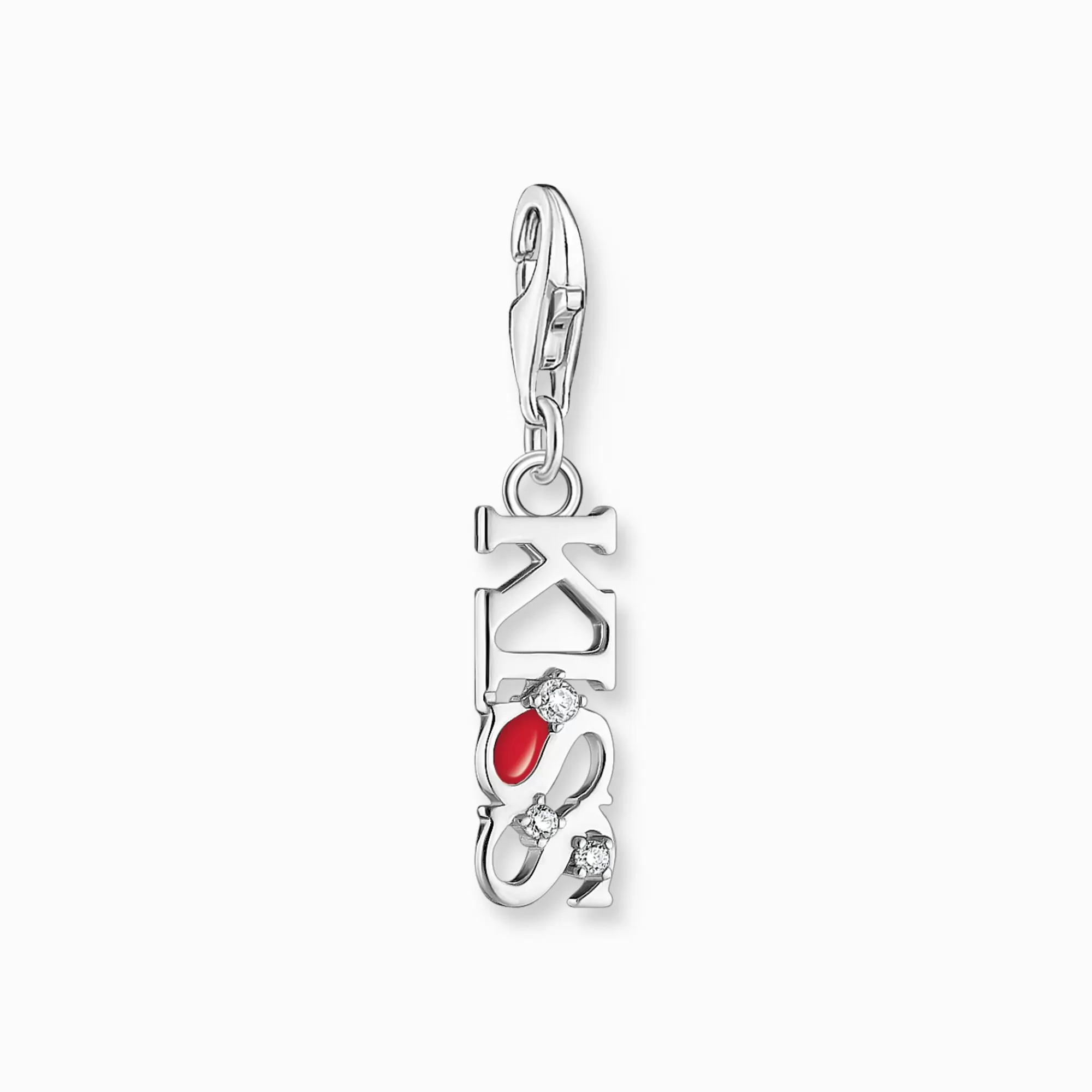 Clearance Charm KISS de plata con piedras blancas Mujer Charms | Charms