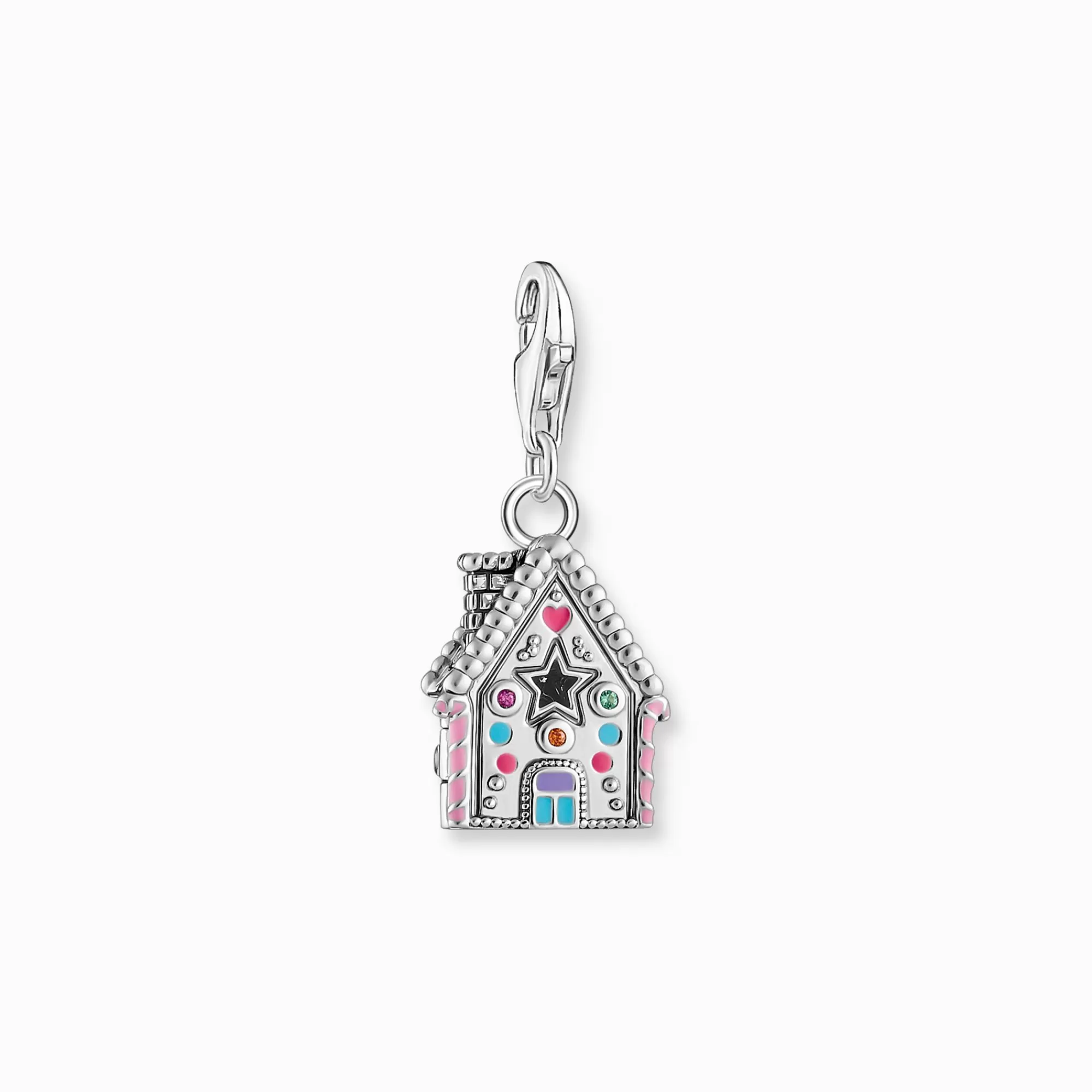 Fashion Colgante Charm de casita de jengibre de plata con numerosos detalles Mujer Charms | Charms