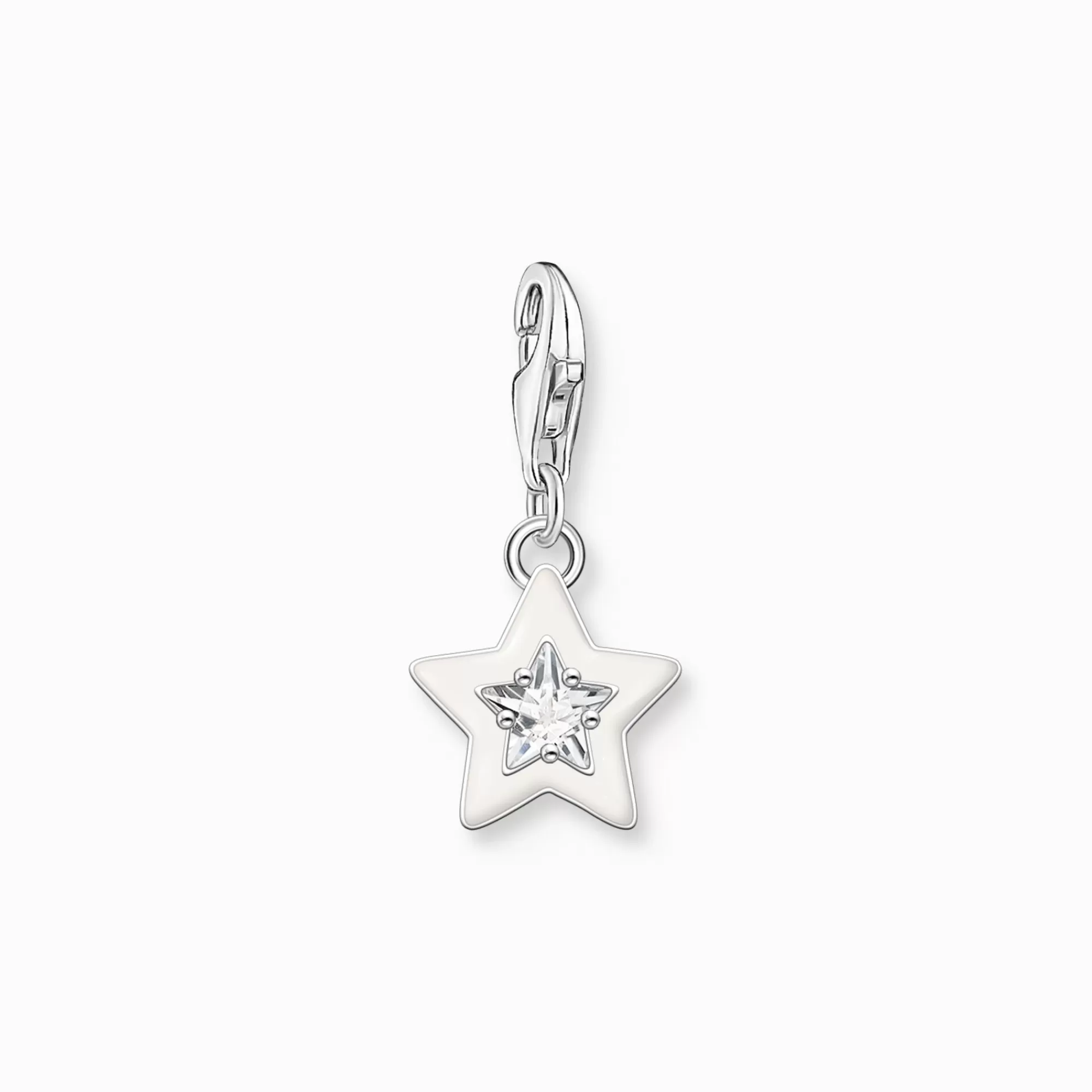 Fashion Colgante Charm de estrella con piedras blancas blanca y esmalte en frío de color blanco Mujer Charms | Charms