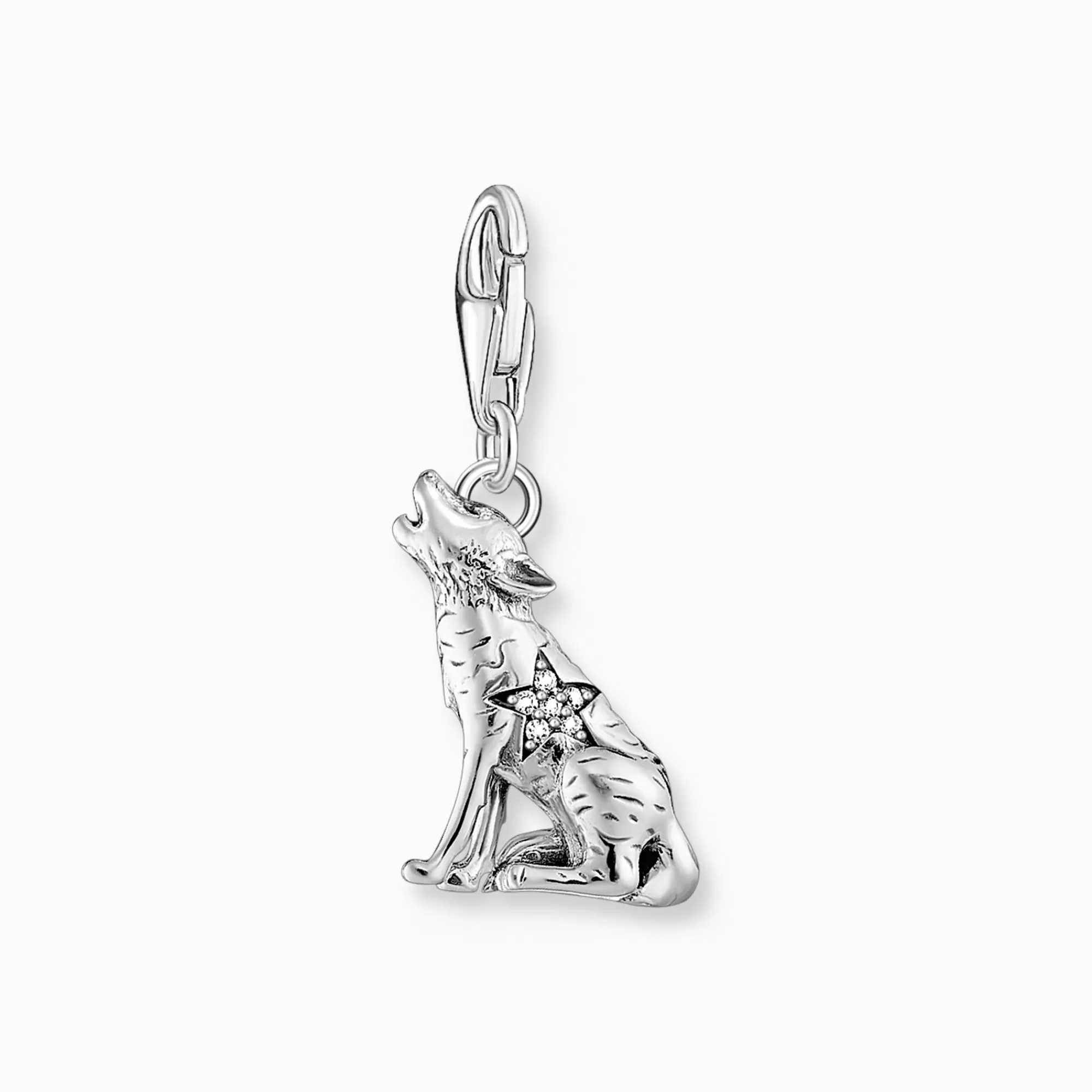 Hot Colgante Charm de lobo aullando de plata Mujer Charms | Charms