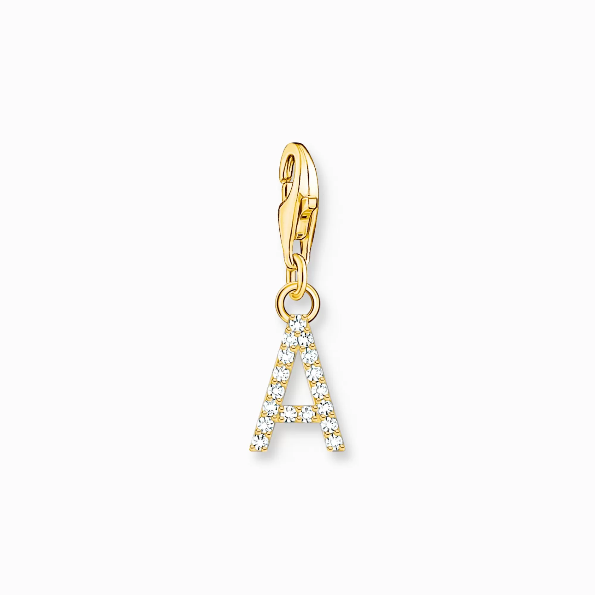Clearance Colgante Charm letra A con piedras blancas chapado en oro Mujer Charms | Charms