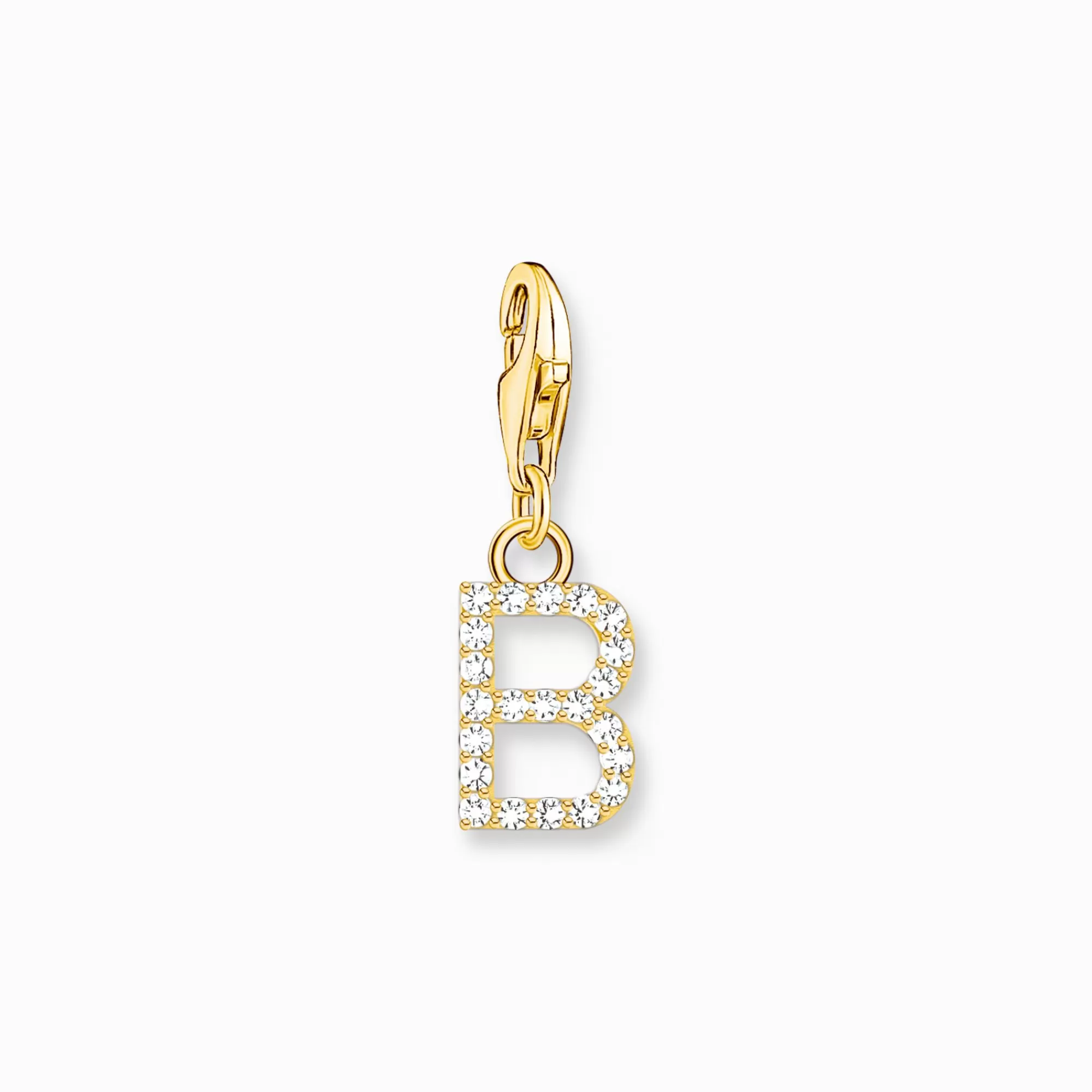 Discount Colgante Charm letra B con piedras blancas chapado en oro Mujer Charms | Charms