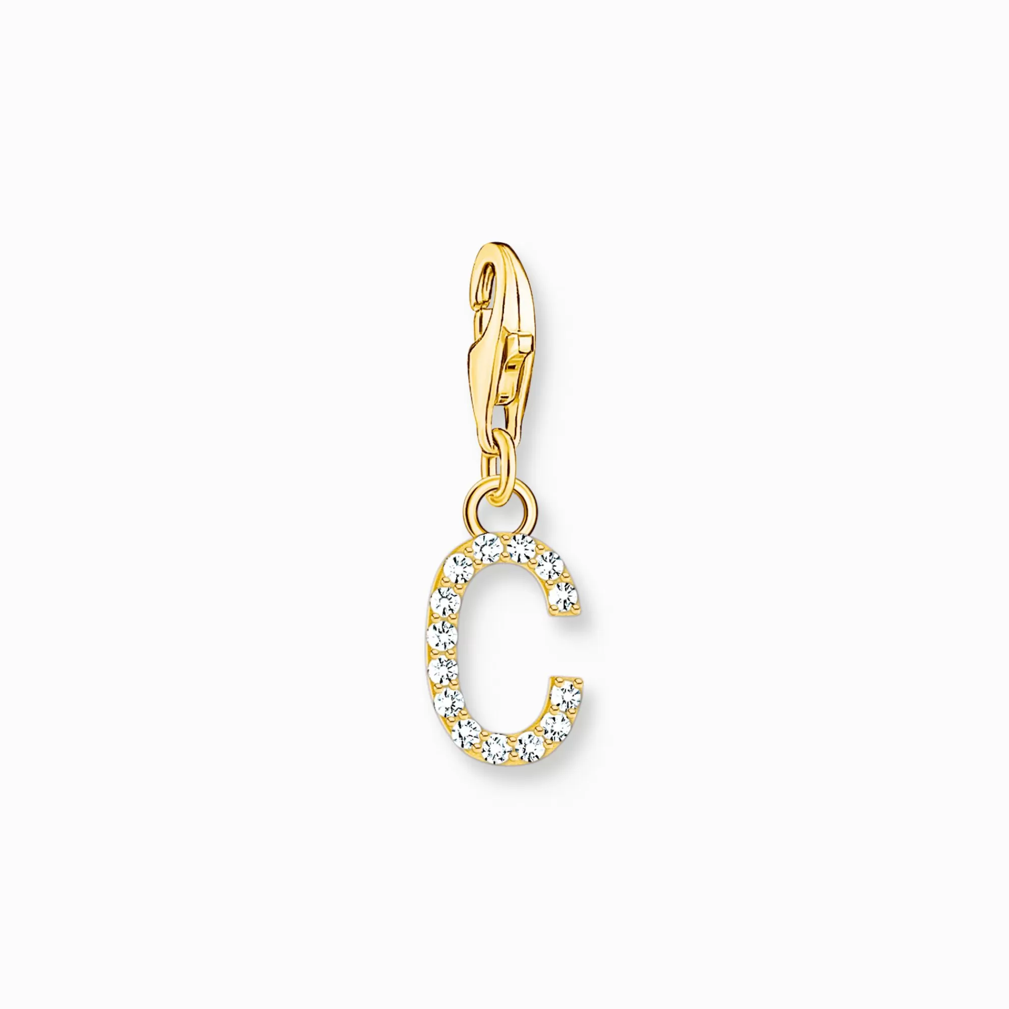 New Colgante Charm letra C con piedras blancas chapado en oro Mujer Charms | Charms
