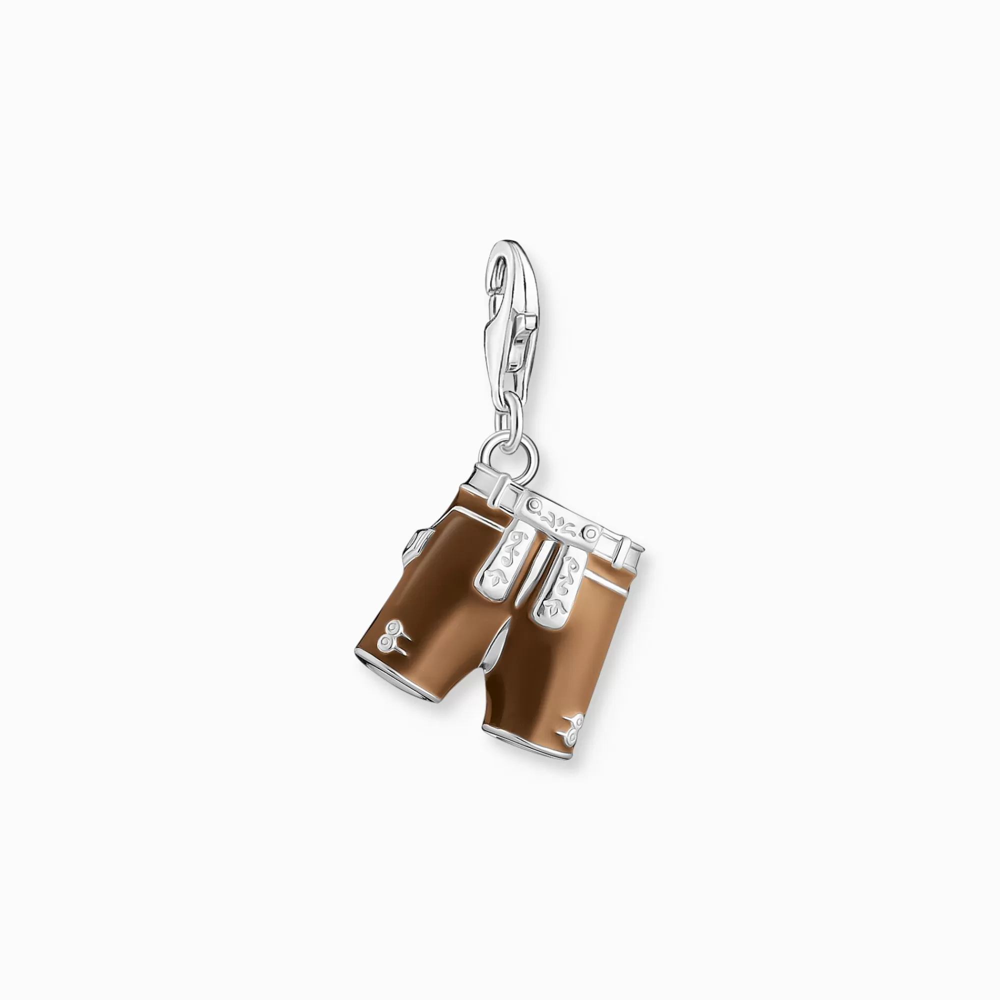 Online Colgante Charm pantalón corto cuero marrón plata Mujer Charms | Charms