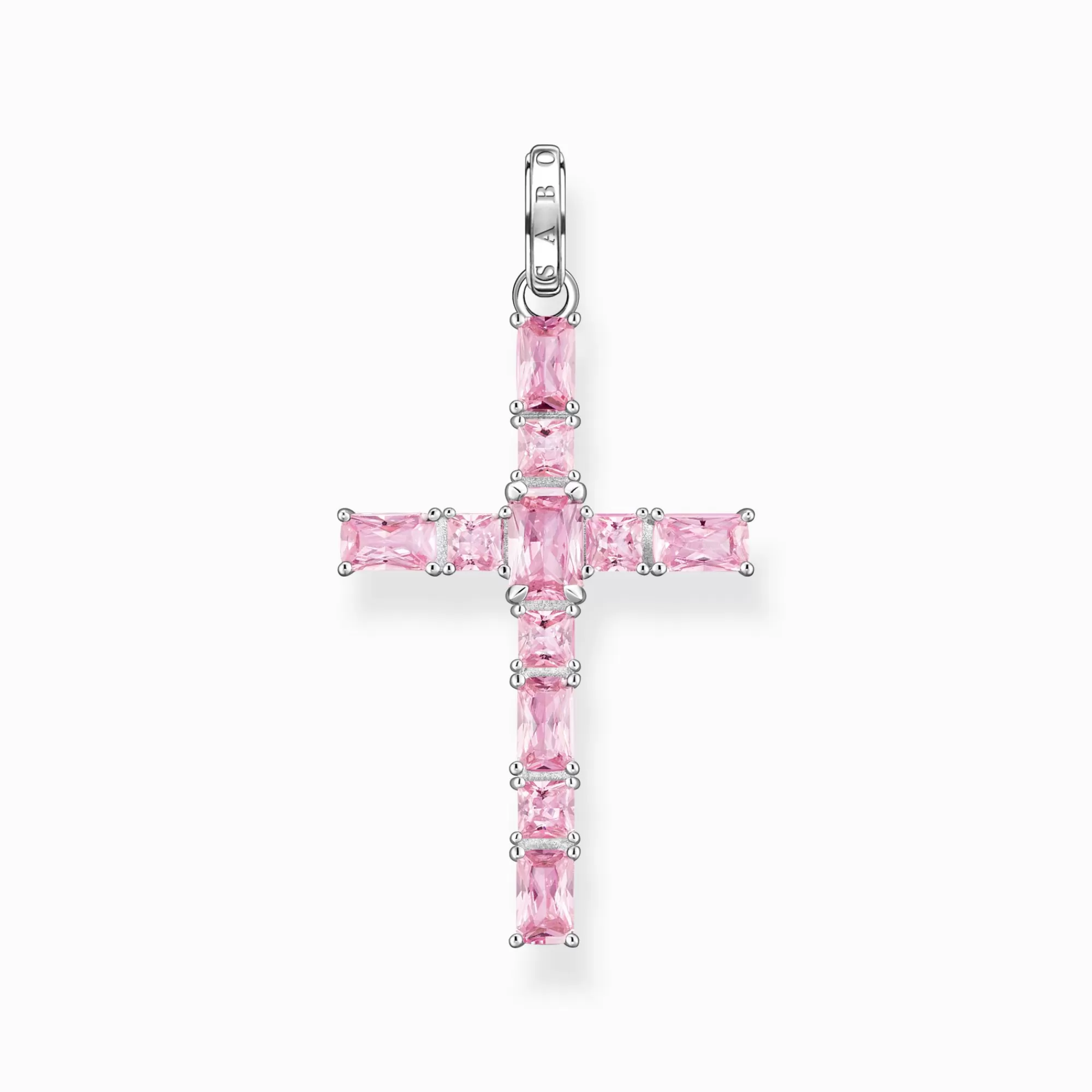 Discount Colgante cruz con piedras rosas plata Mujer Cadenas | Colgantes