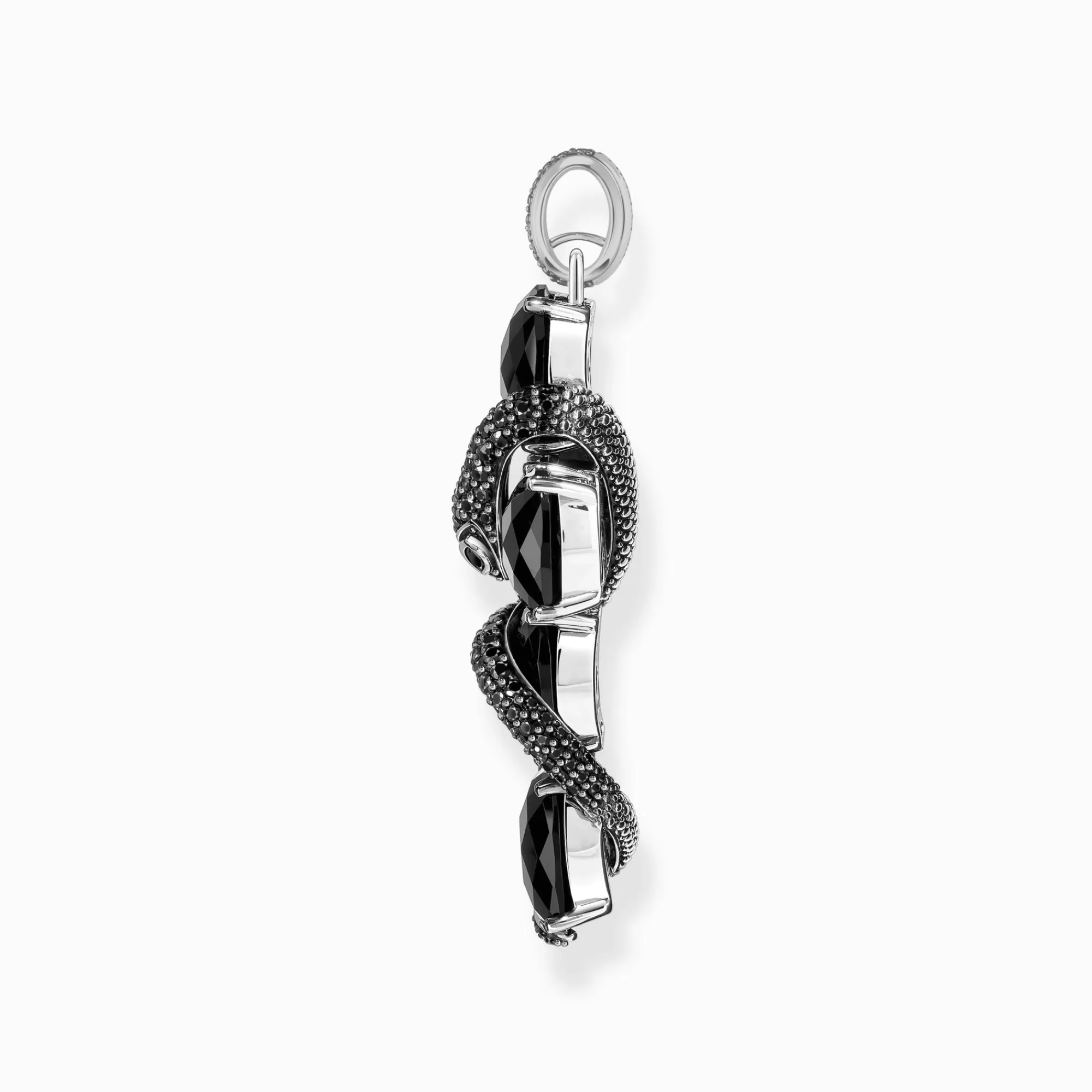 Outlet Colgante cruz de plata ennegrecida con serpiente y circonita negra Mujer Colgantes | Plata 925