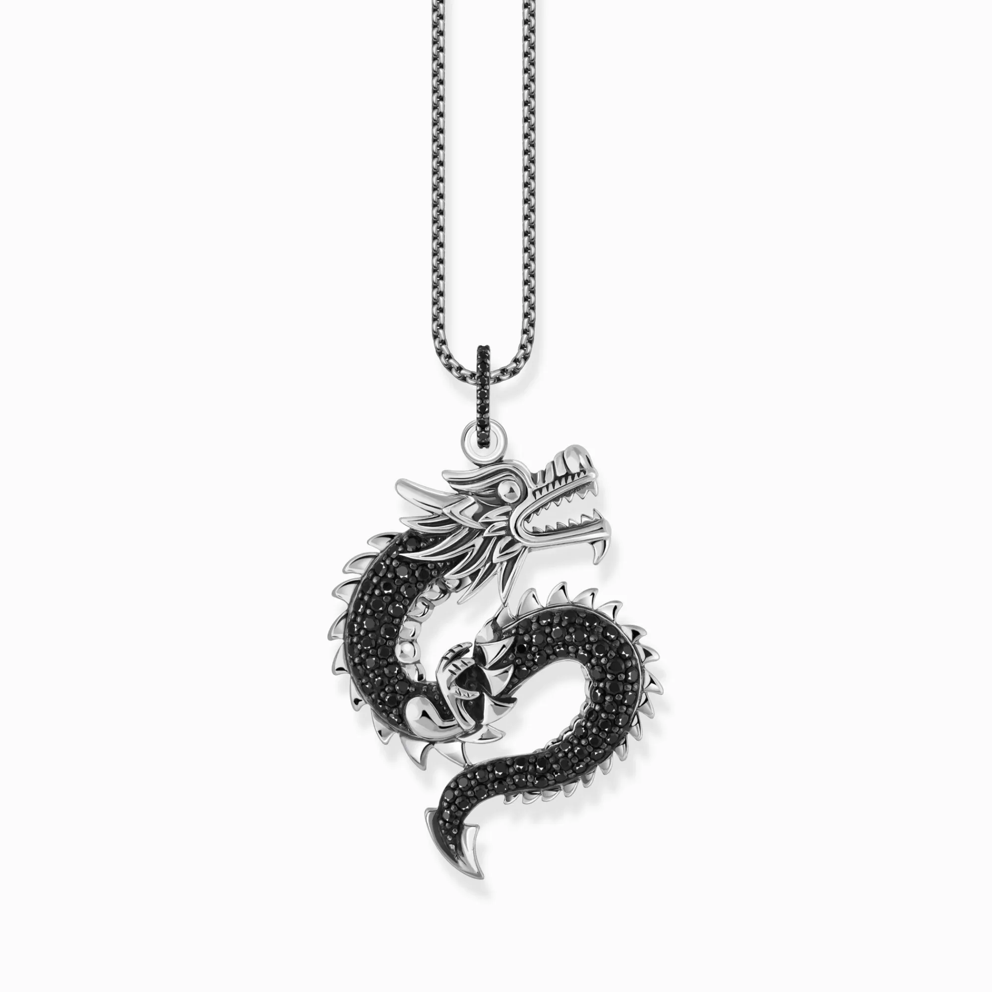 Clearance Colgante de dragón ennegrecido de plata con circonita negra Mujer Colgantes | Plata 925