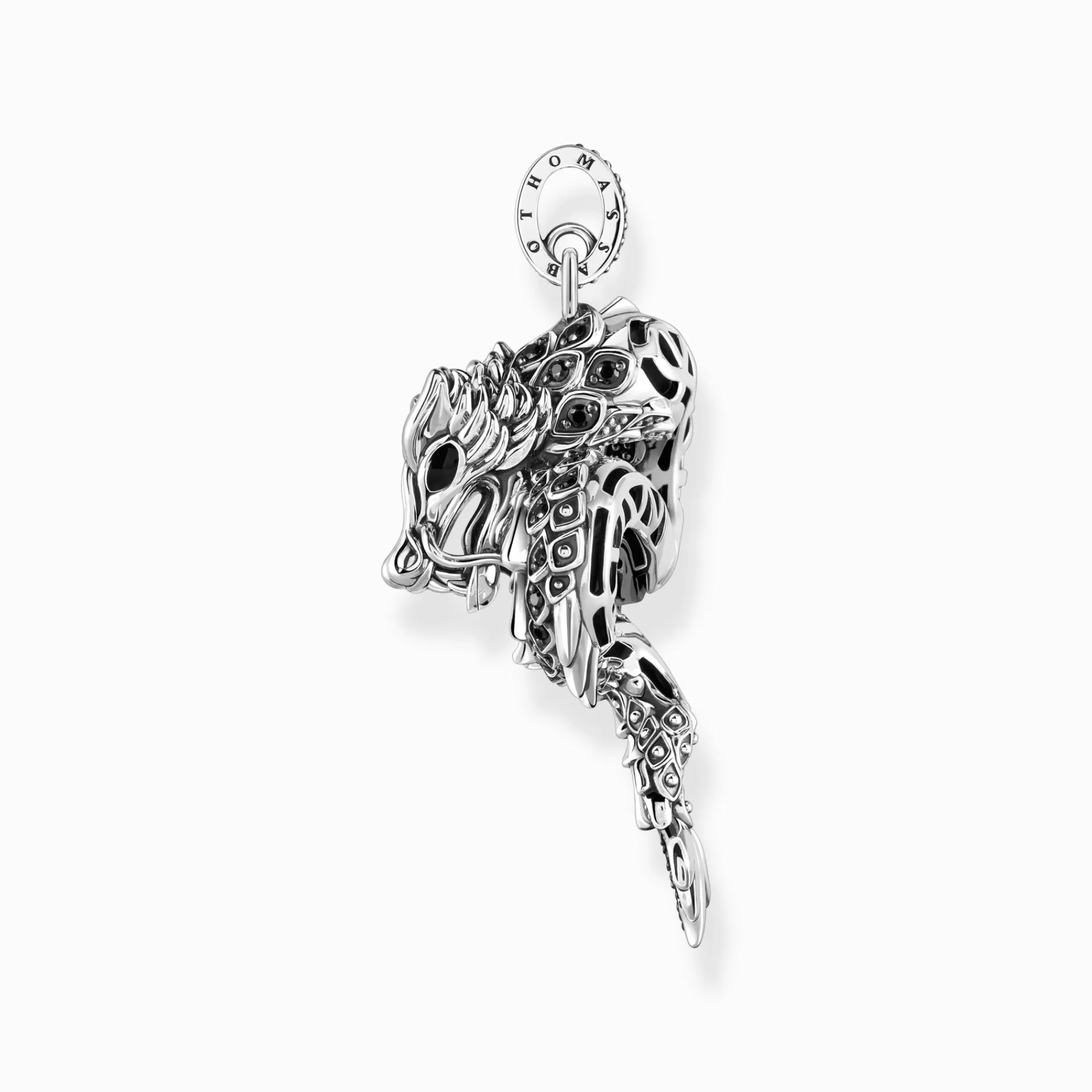Flash Sale Colgante de dragón ennegrecido de plata con circonita negra y esmalte frío Mujer Colgantes | Plata 925