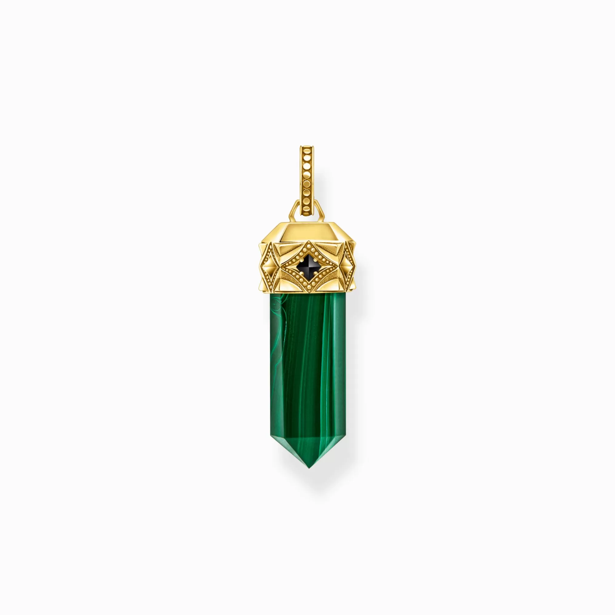 Best Sale Colgante de plata reciclada con baño de oro y malaquita verde en forma de cristal Mujer Colgantes | Colgantes