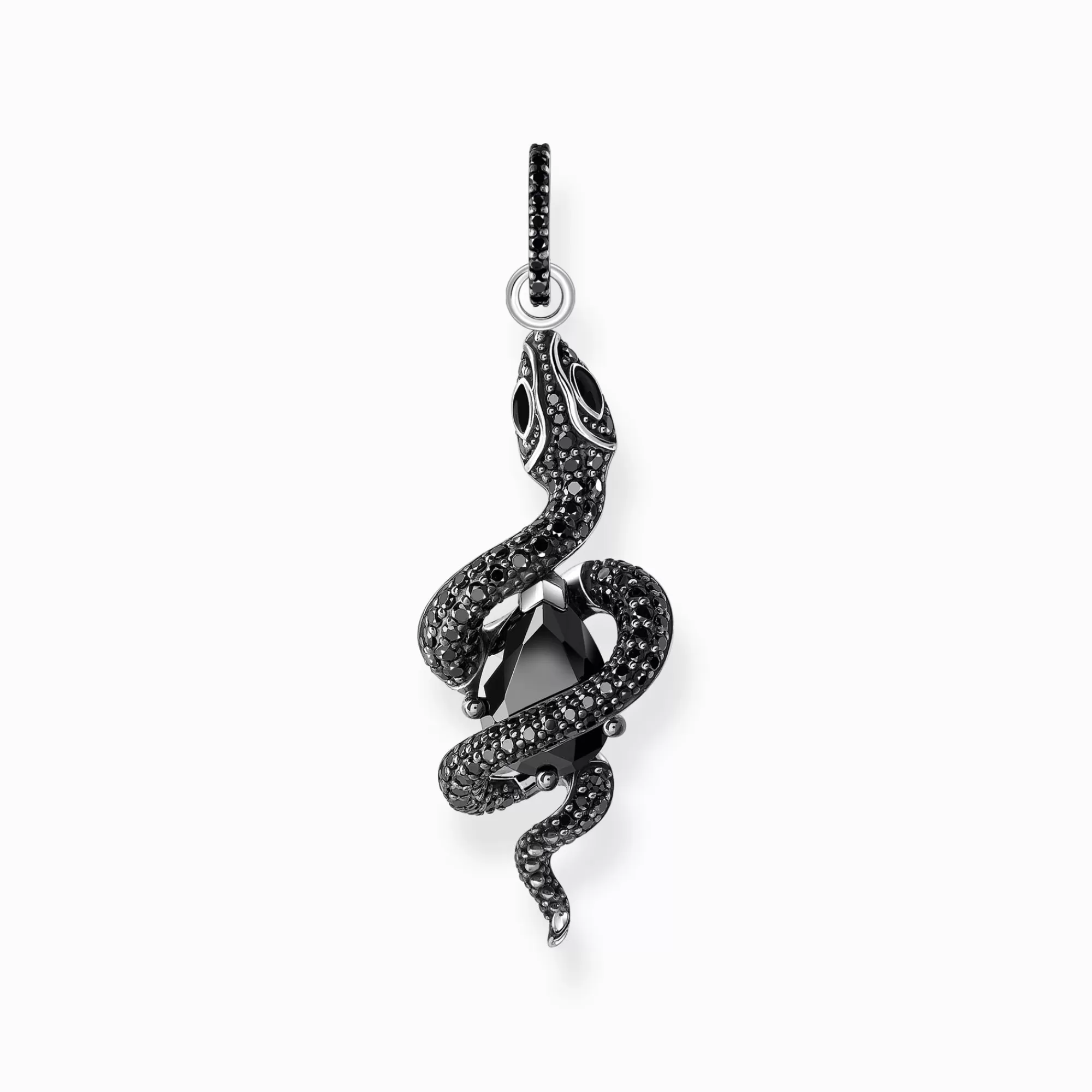 Cheap Colgante de serpiente ennegrecida de plata con circonita negra Mujer Colgantes | Plata 925