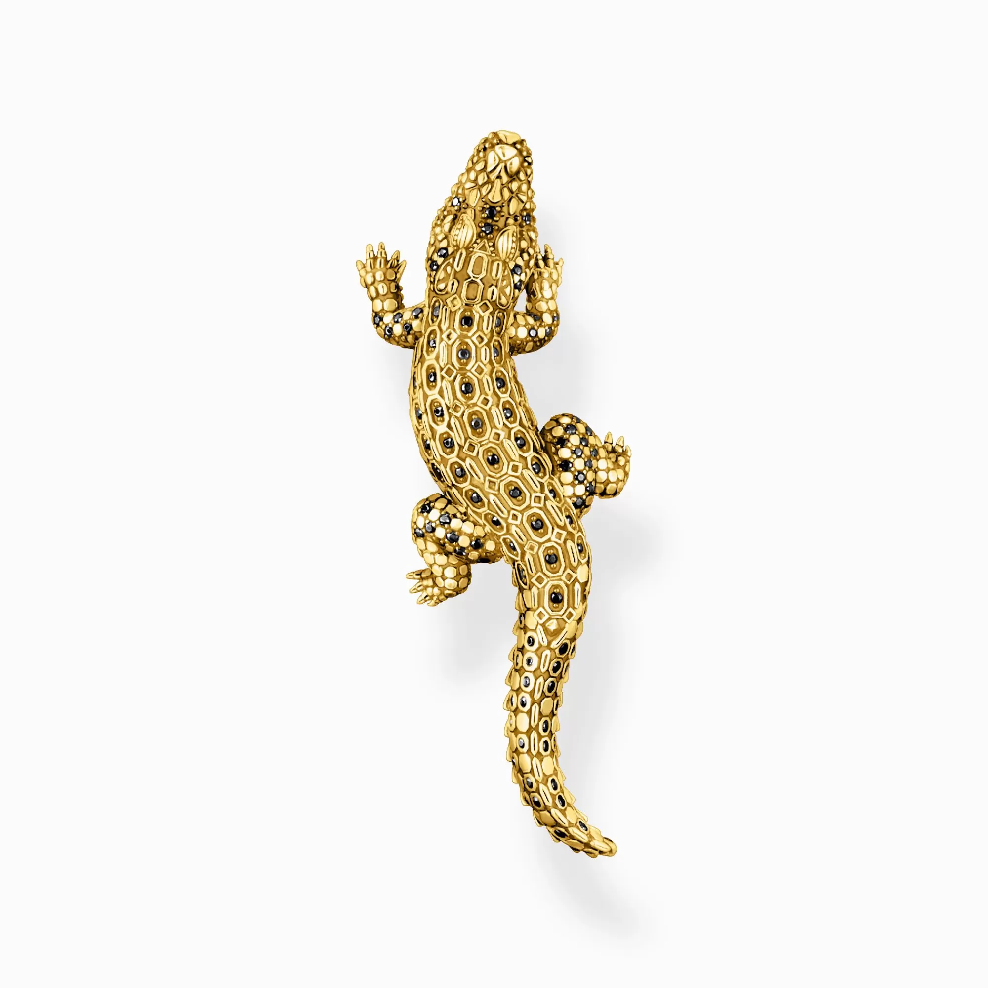 Best Sale Colgante en forma de cocodrilo con piedras negras y baño de oro Mujer Colgantes | Baño De Oro De 18 Quilates - Plata 925