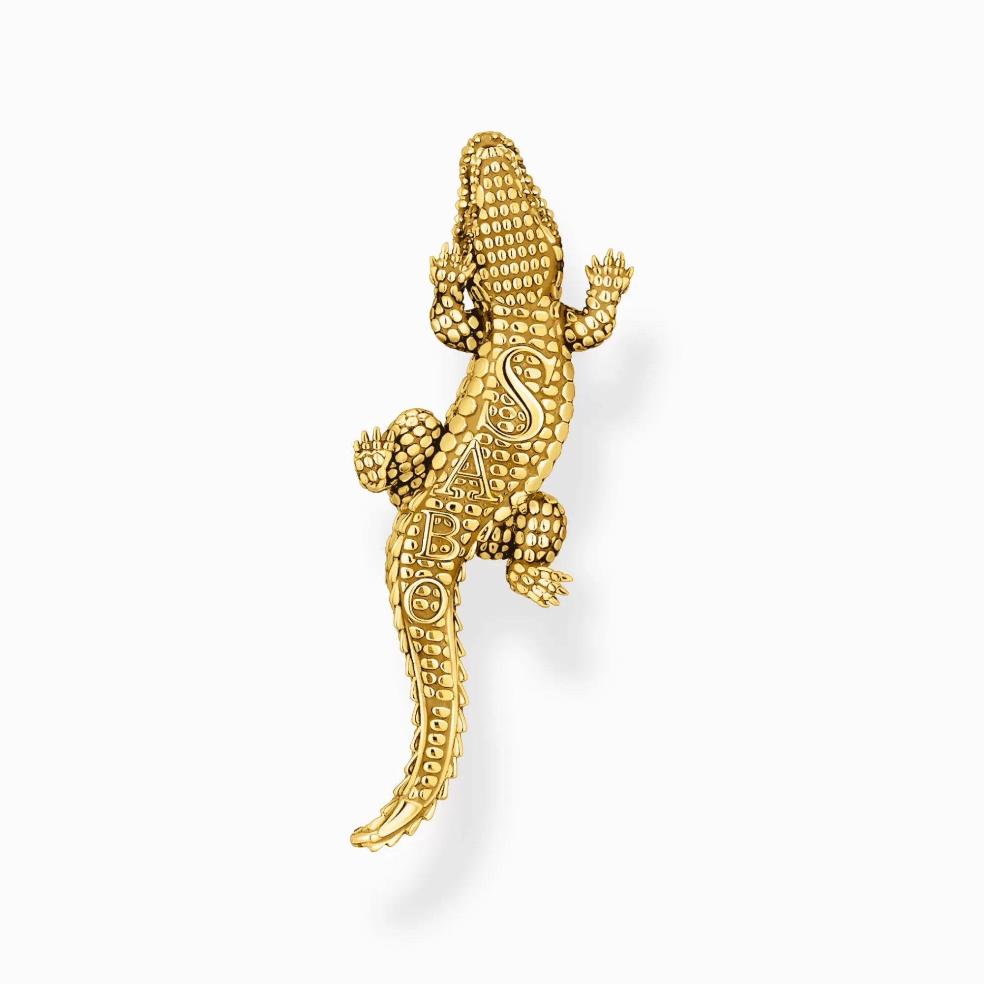 Best Sale Colgante en forma de cocodrilo con piedras negras y baño de oro Mujer Colgantes | Baño De Oro De 18 Quilates - Plata 925