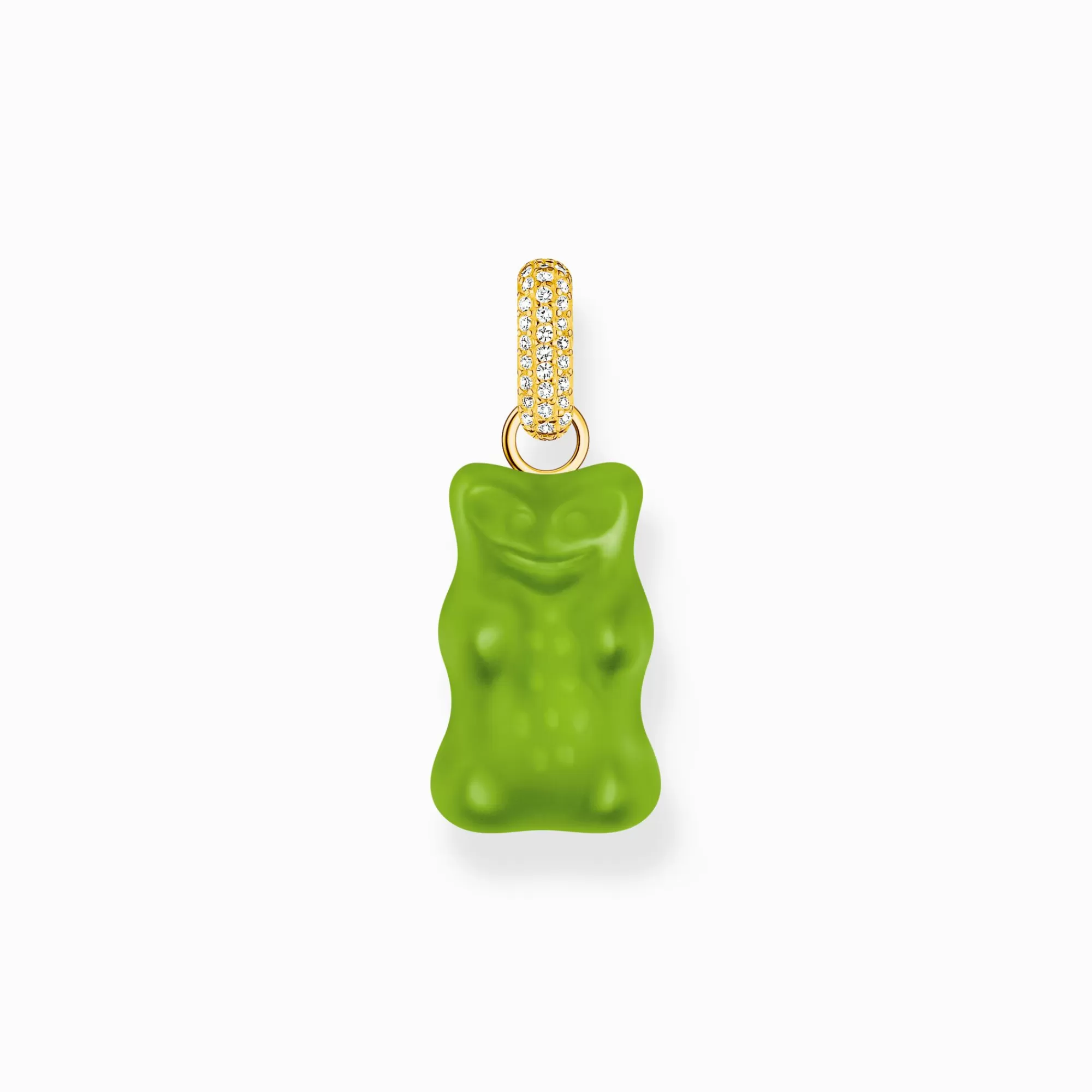 Clearance Colgante grande en forma de Osito de Oro verde con baño de oro de 18 quilates y piedras de circonita Mujer Colgantes | Baño De Oro De 18 Quilates - Plata 925