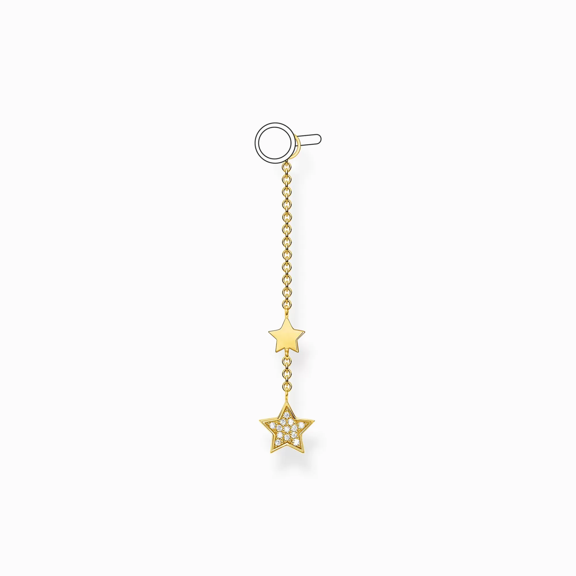 Hot Colgante para pendiente estrellas oro Mujer Aros | Baño De Oro De 18 Quilates - Plata 925