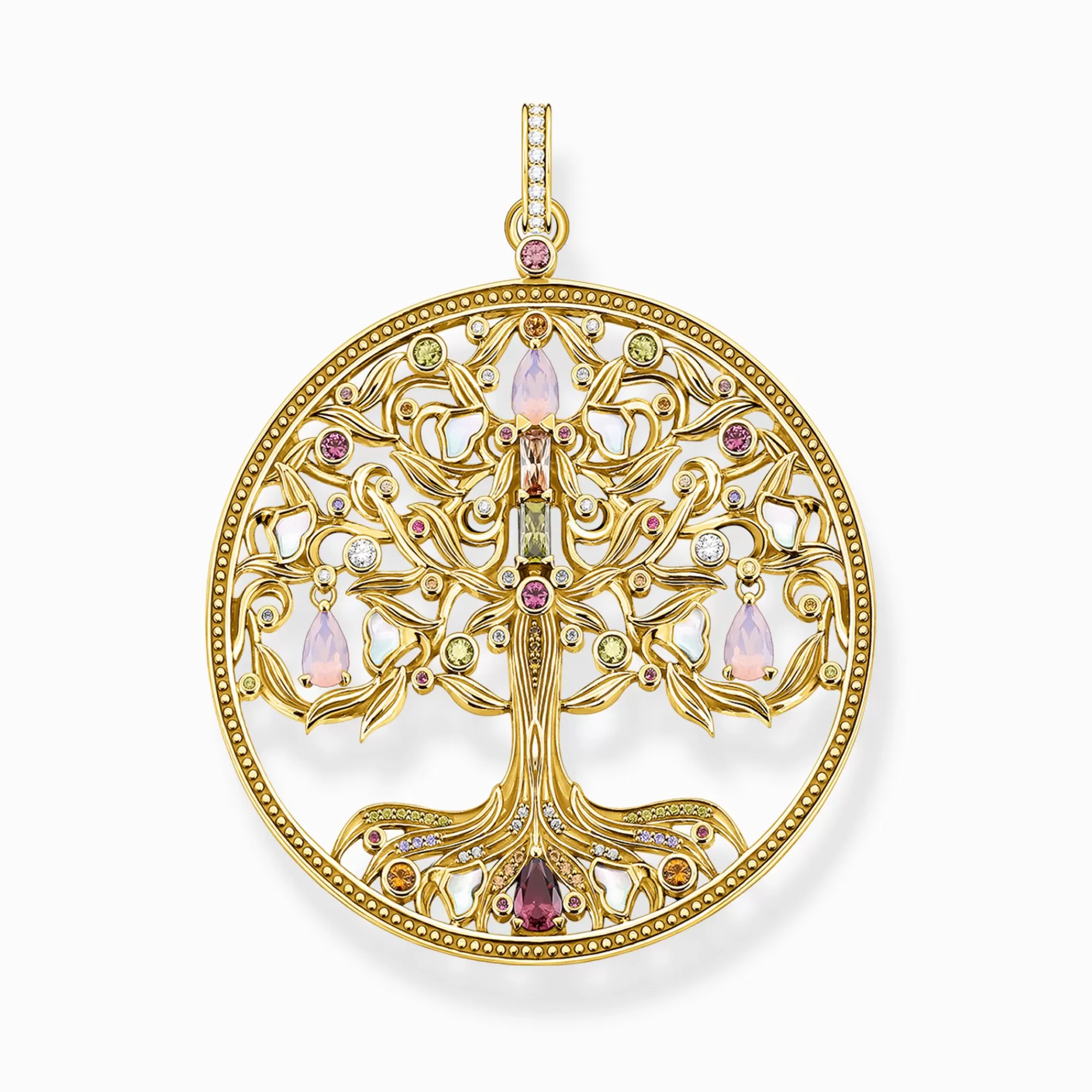 Fashion Colgante árbol del amor oro piedras de colores Mujer Colgantes | Baño De Oro De 18 Quilates - Plata 925