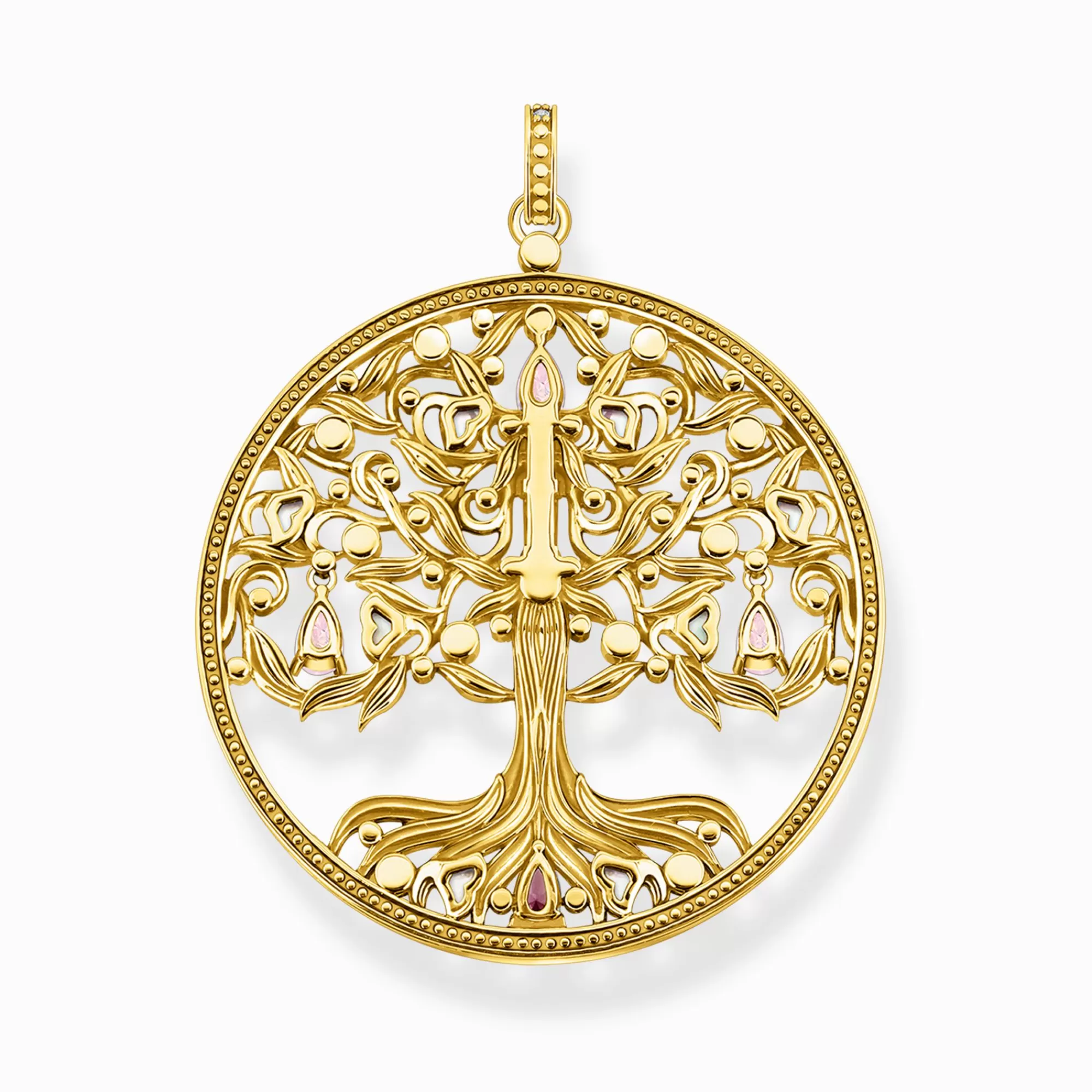Fashion Colgante árbol del amor oro piedras de colores Mujer Colgantes | Baño De Oro De 18 Quilates - Plata 925