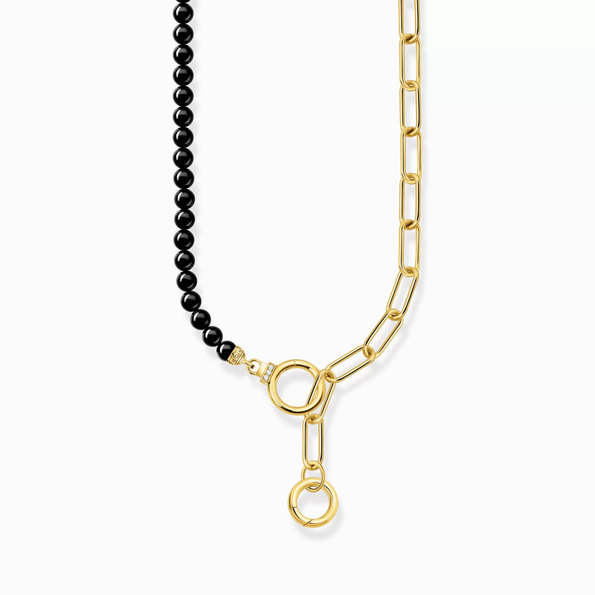 Cheap Gargantilla con cuentas de ónix y cadena de eslabones baño de oro Mujer Cadenas | Baño De Oro De 18 Quilates - Plata 925