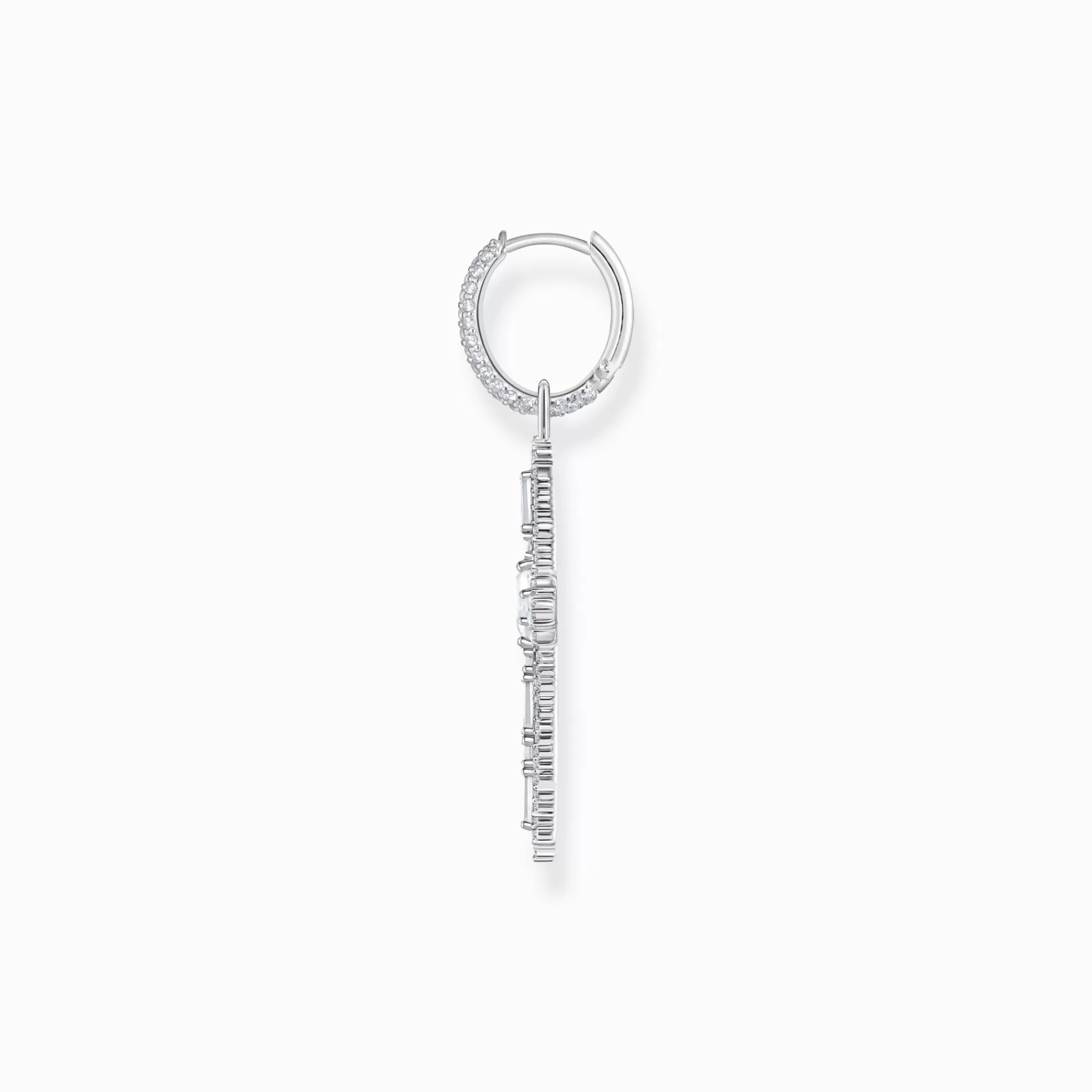 Flash Sale Pendiente de aro simple cruz de plata con circonita blanca Mujer Aros | Plata 925