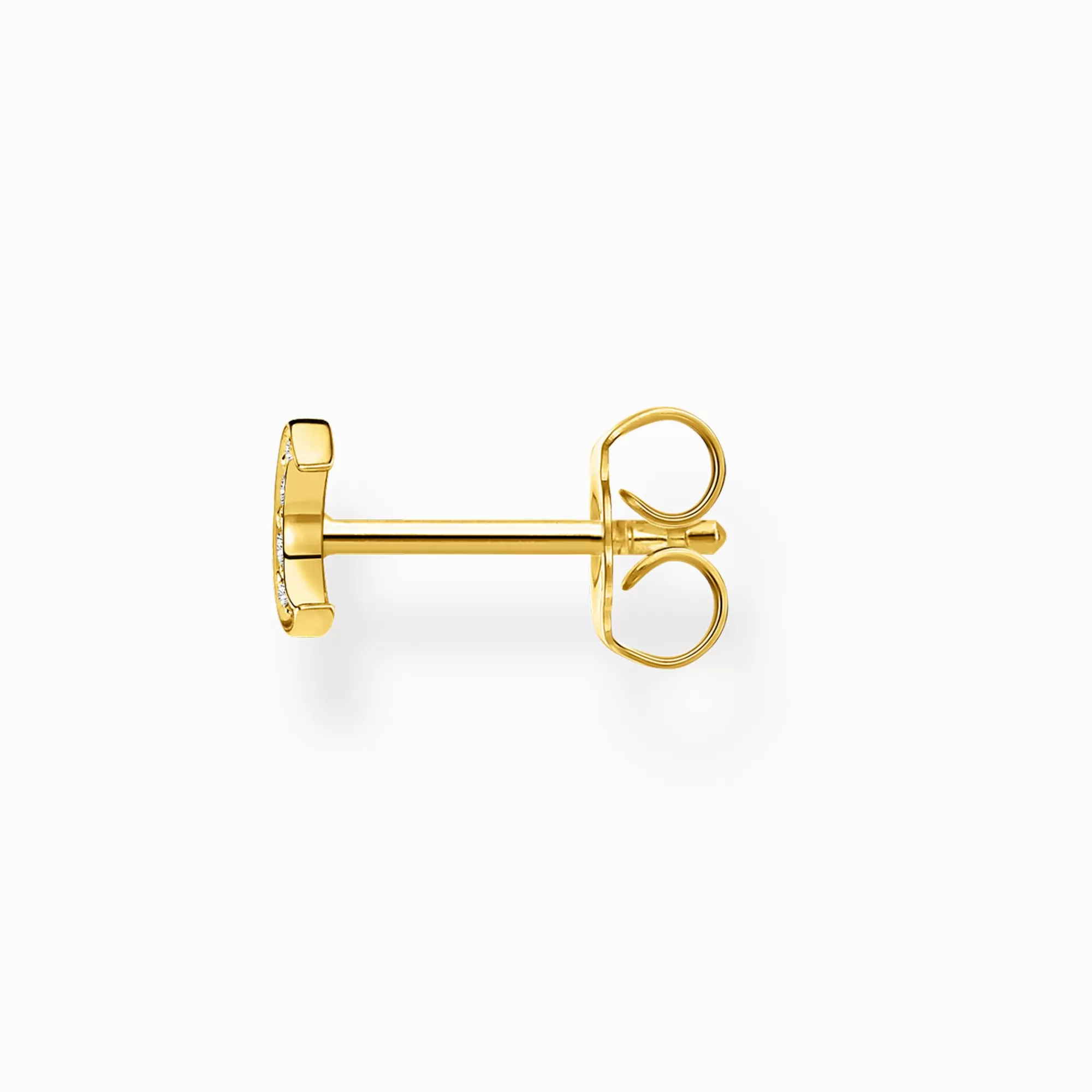 New Pendiente de botón luna pavé oro Mujer Pendientes De Botón | Baño De Oro De 18 Quilates - Plata 925