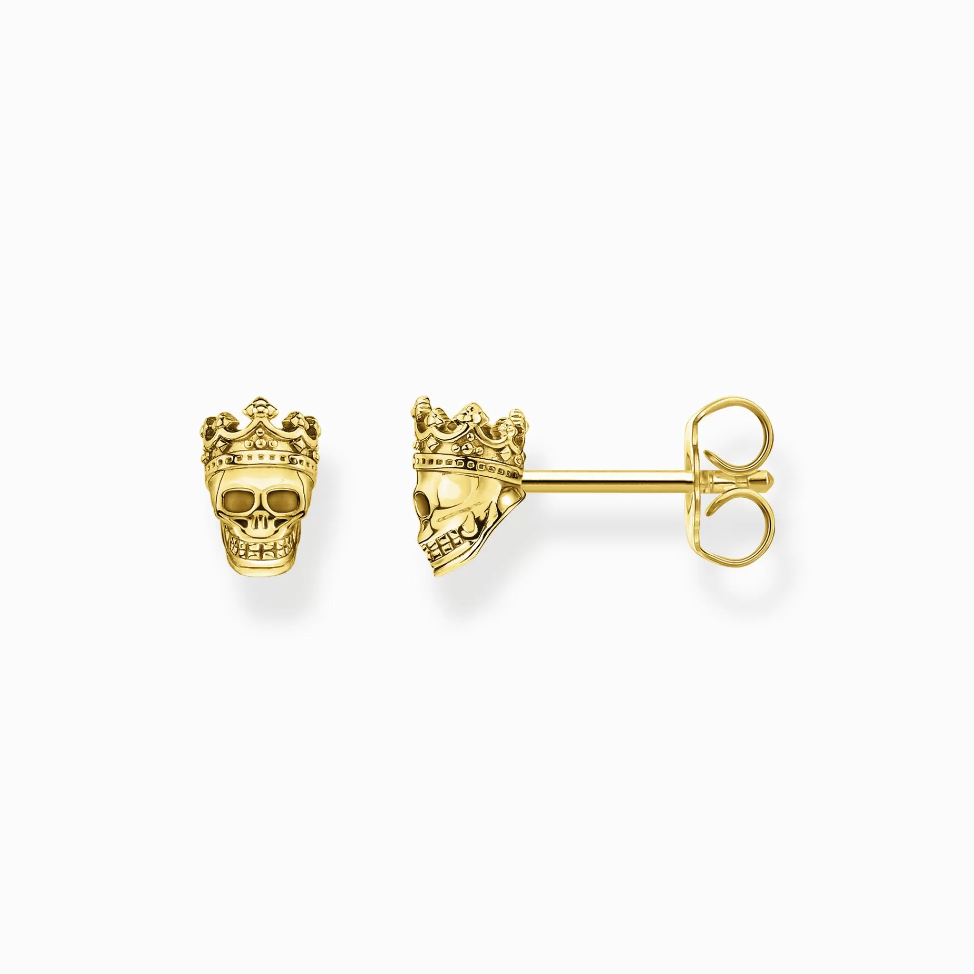 Store Pendientes calavera de rey oro Mujer Pendientes De Botón | Pendientes De Botón & Aros