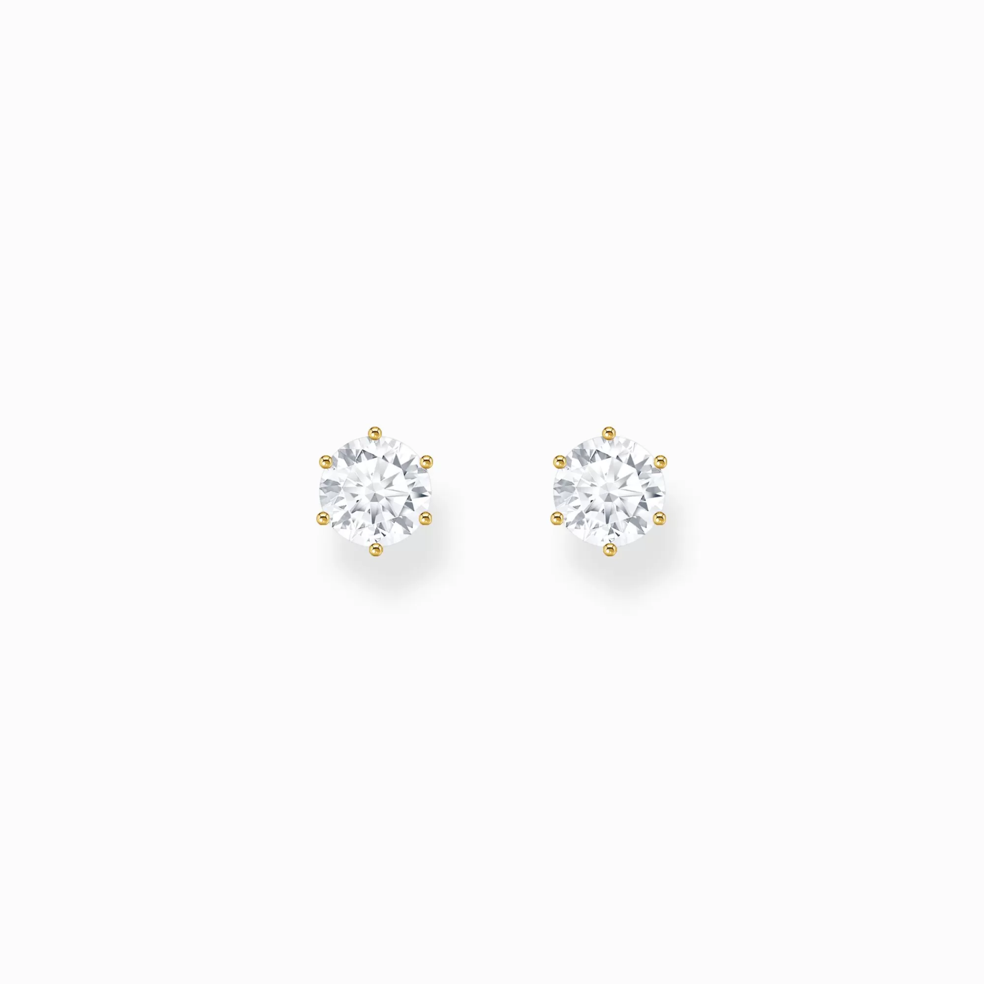 Fashion Pendientes chapados en oro con circonita blanca talla brillante Mujer Pendientes De Botón