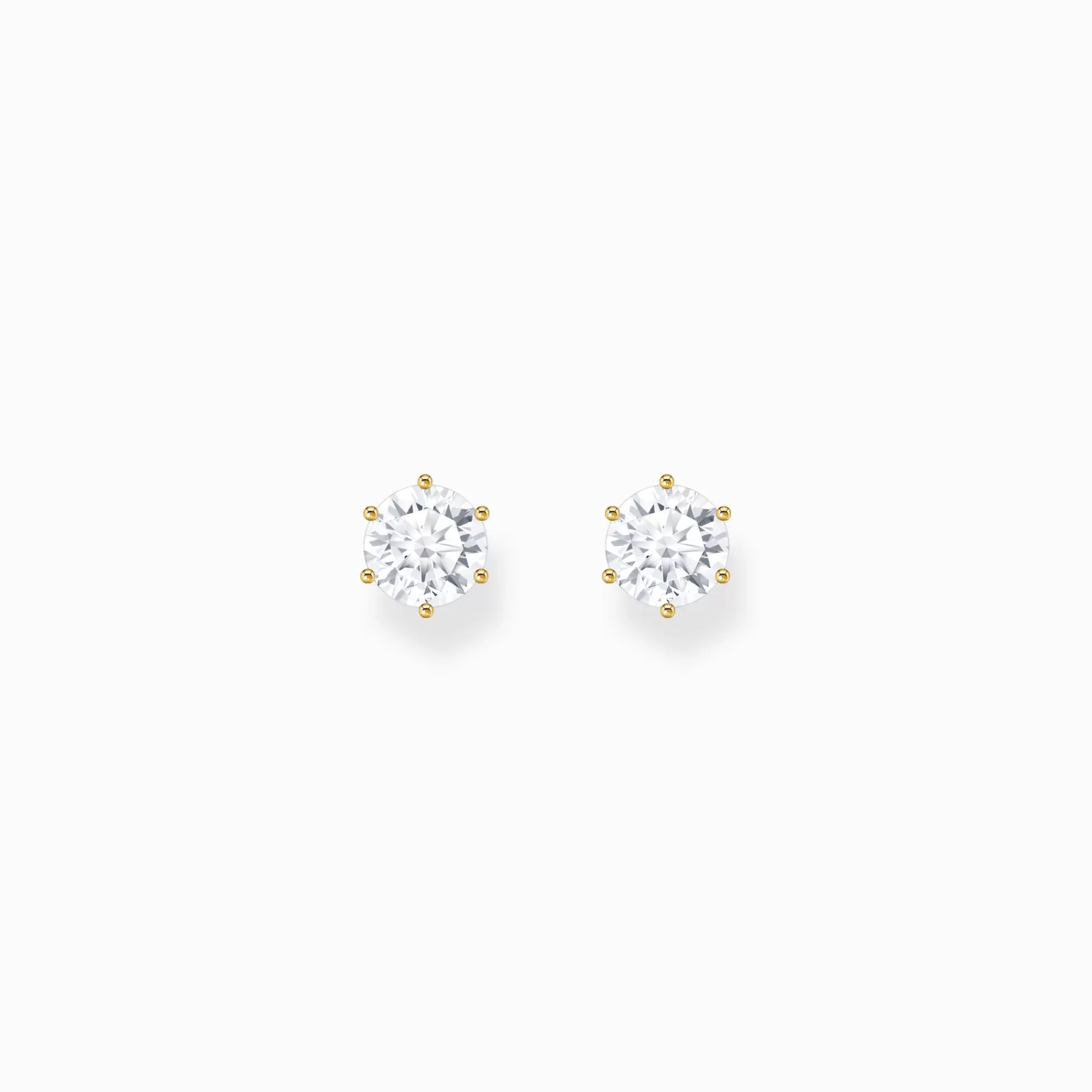 Discount Pendientes chapados en oro con grandes circonitas blancas Mujer Pendientes De Botón | Baño De Oro De 18 Quilates - Plata 925