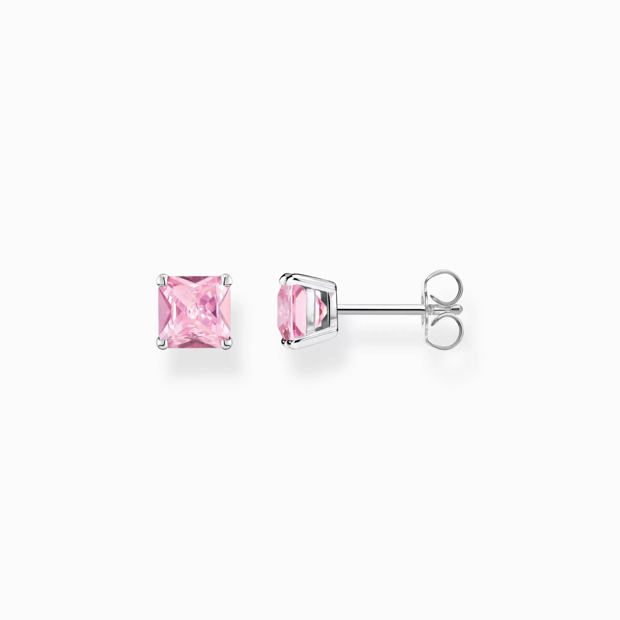 Discount Pendientes con piedra rosa plata Mujer Pendientes De Botón