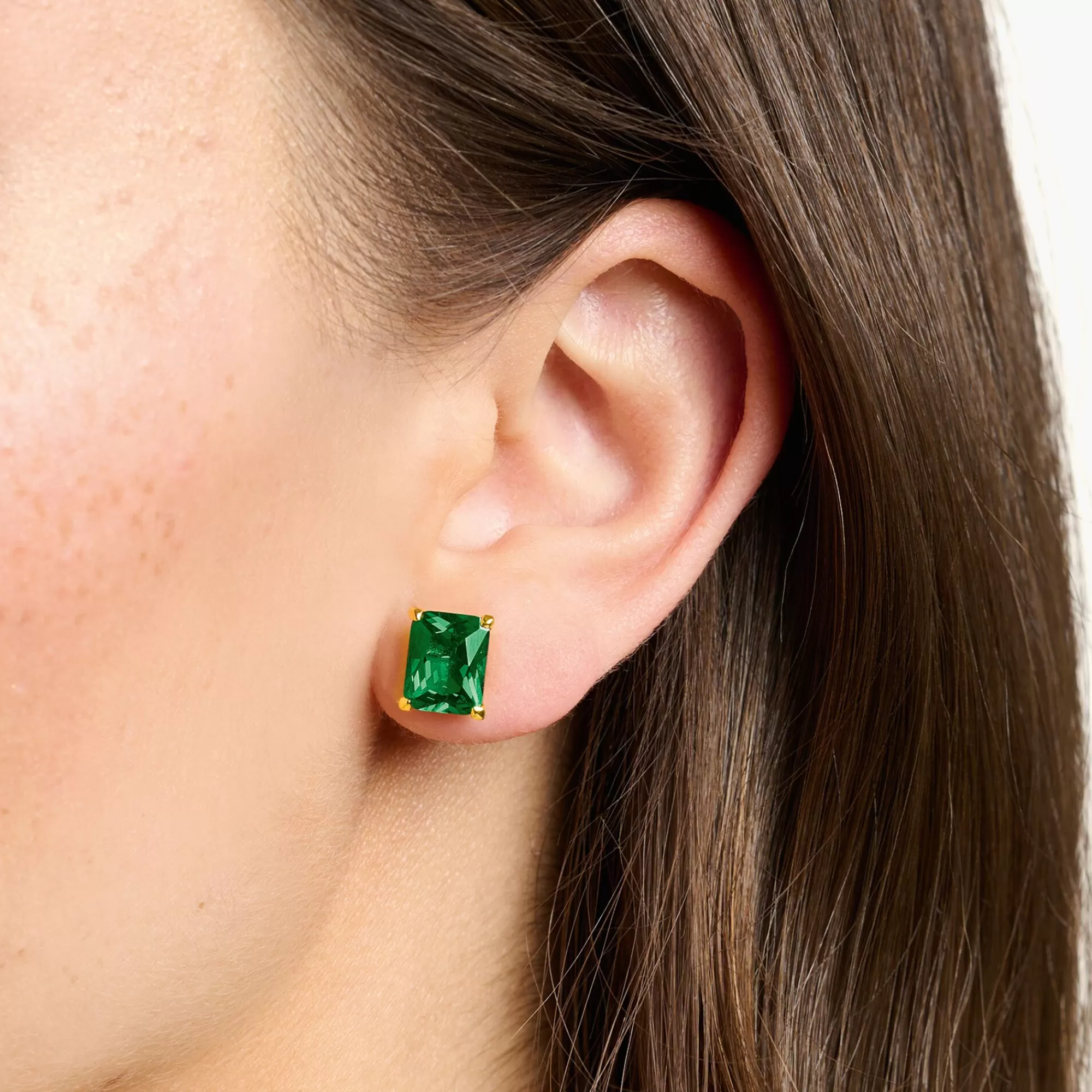 Cheap Pendientes con piedra verde chapado en oro Mujer Pendientes De Botón