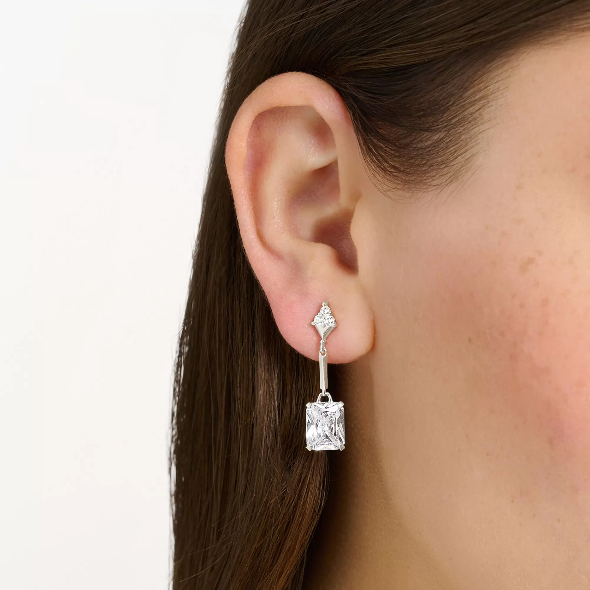 Best Sale Pendientes con piedras blancas plata Mujer Pendientes Largos