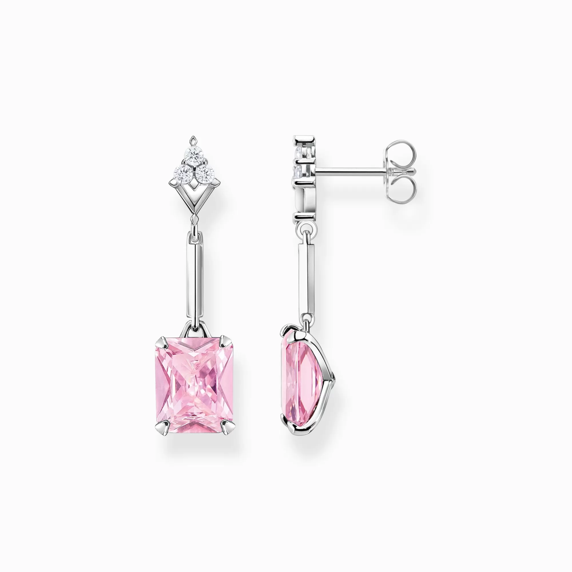 Best Pendientes con piedras rosas y blancas plata Mujer Pendientes Largos