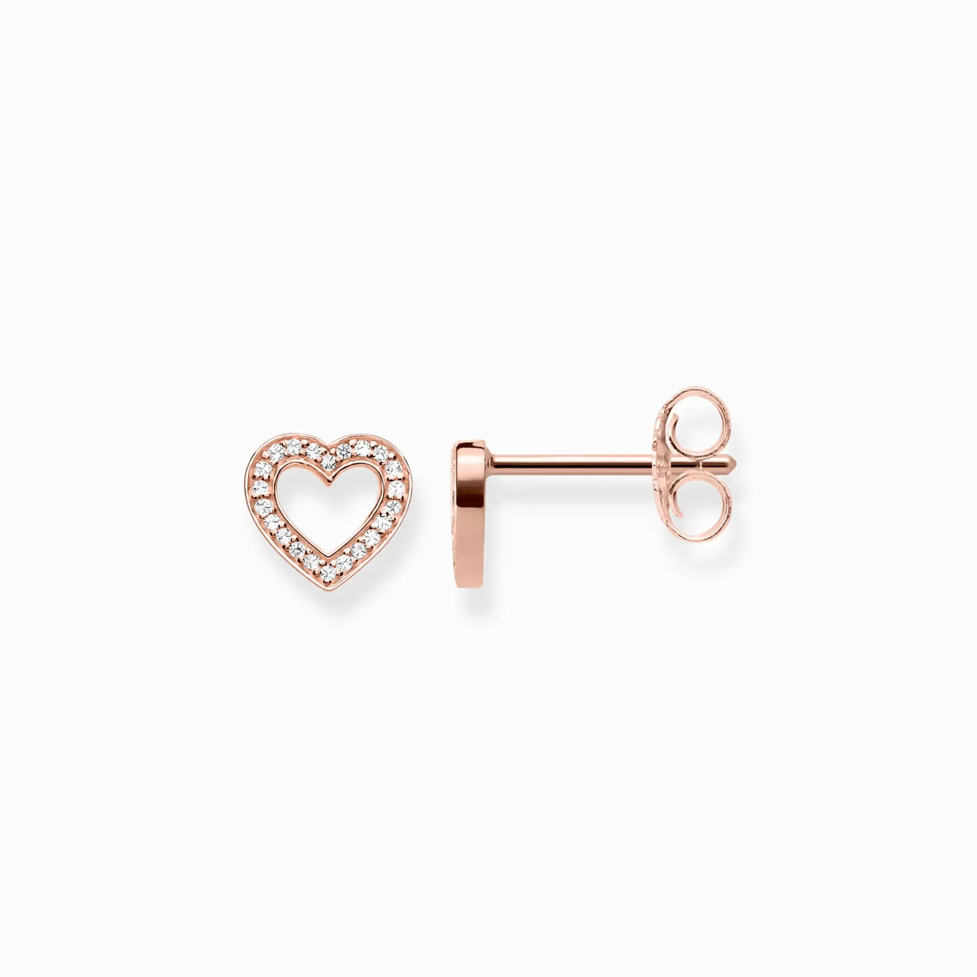 Flash Sale Pendientes corazones grande Mujer Pendientes De Botón | Baño De Oro Rosa De 18 Quilates - Plata 925