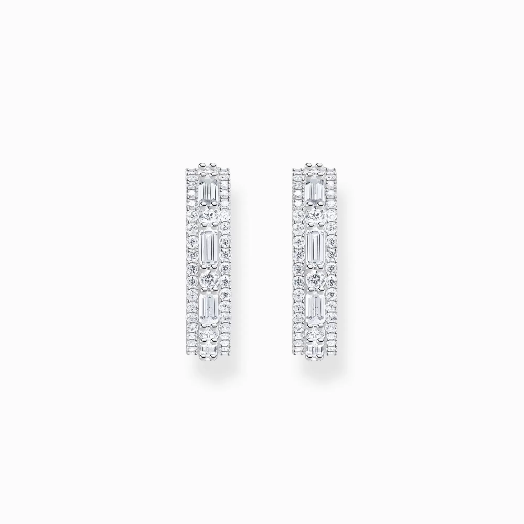 Clearance Pendientes de aro de plata con piedras blancas Mujer Aros | Plata 925