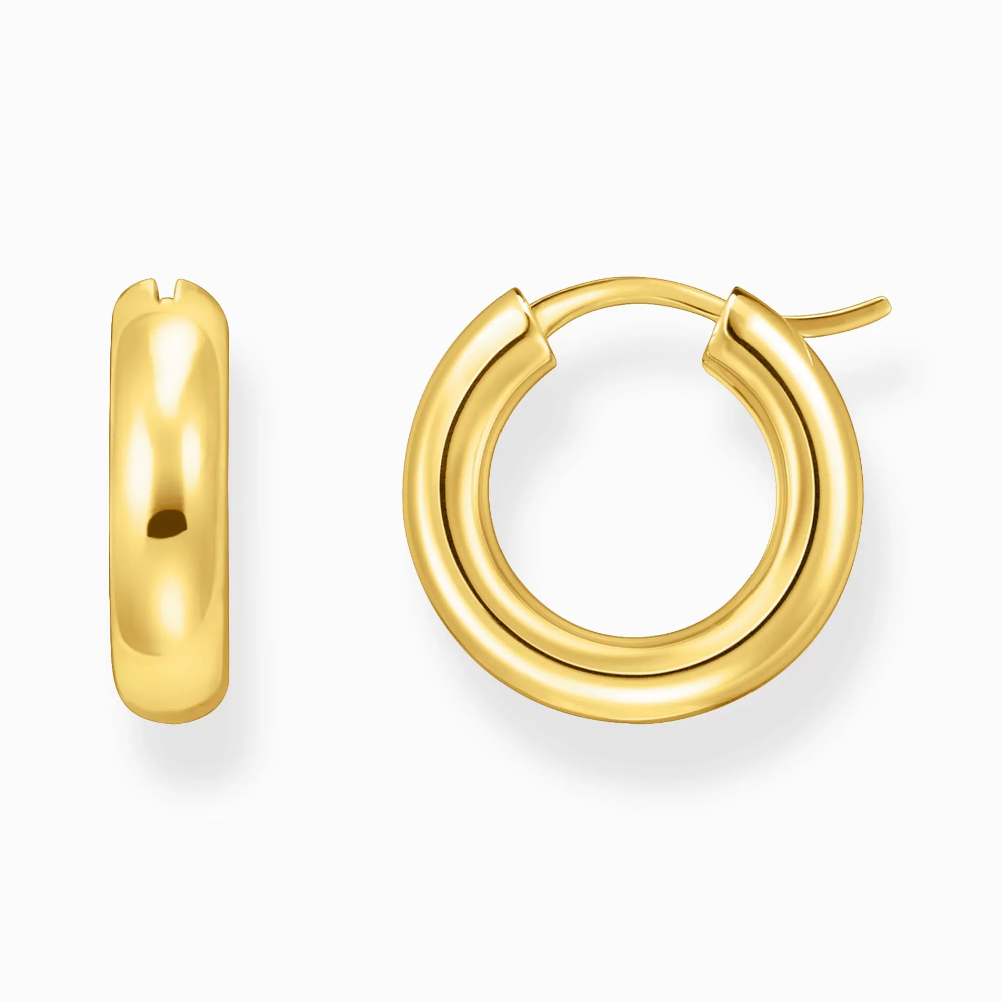 Fashion Pendientes de aro de tamaño mediano con baño de oro y diseño grueso Mujer Aros
