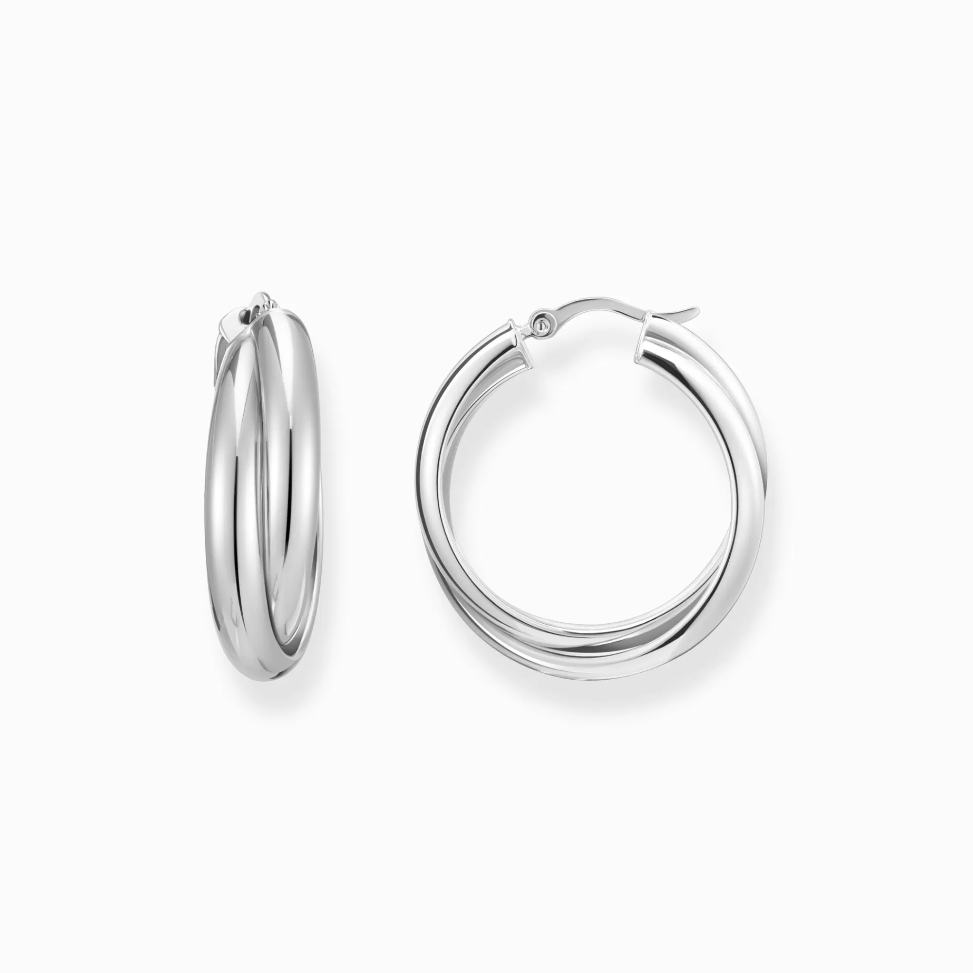 Cheap Pendientes de aro grandes de plata con diseño entrelazado Mujer Aros