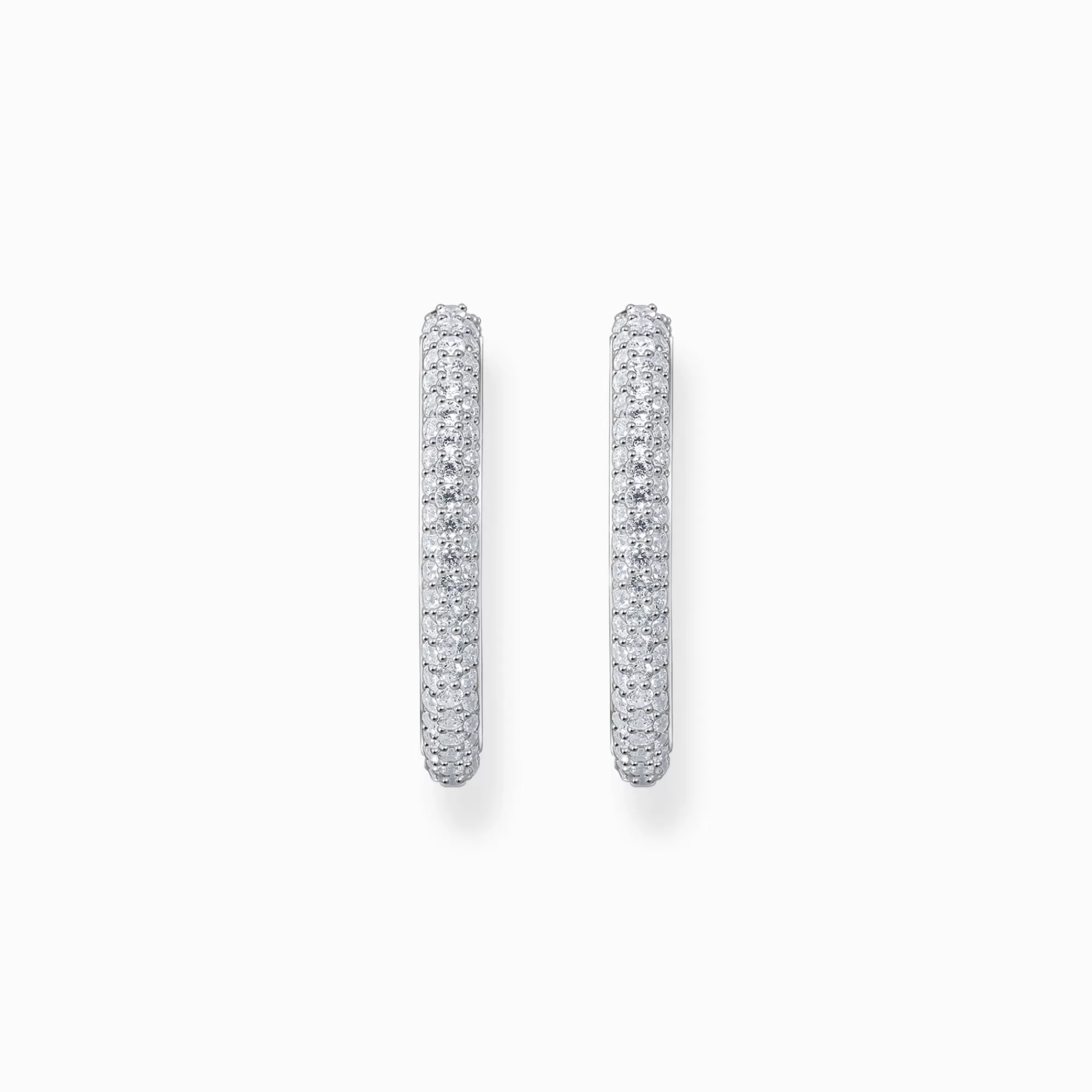 Best Sale Pendientes de aro grandes y finos de plata con circonita blanca Mujer Aros