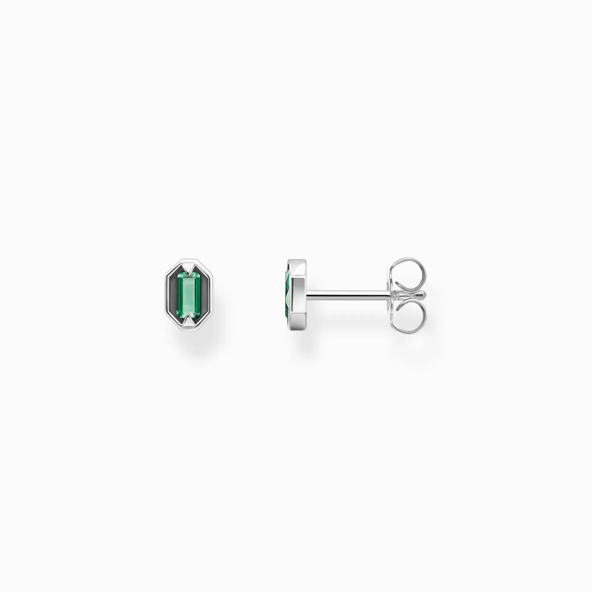 Hot Pendientes de plata de ley 925 ennegrecida en forma de ojos de cocodrilo con piedras verdes Mujer Pendientes De Botón | Pendientes De Botón & Aros