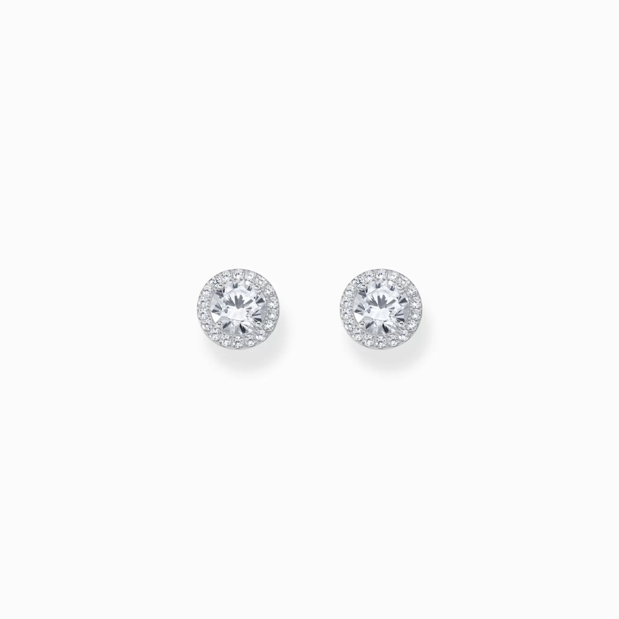Hot Pendientes halo de plata con circonita blanca en talla brillante Mujer Pendientes De Botón | Plata 925