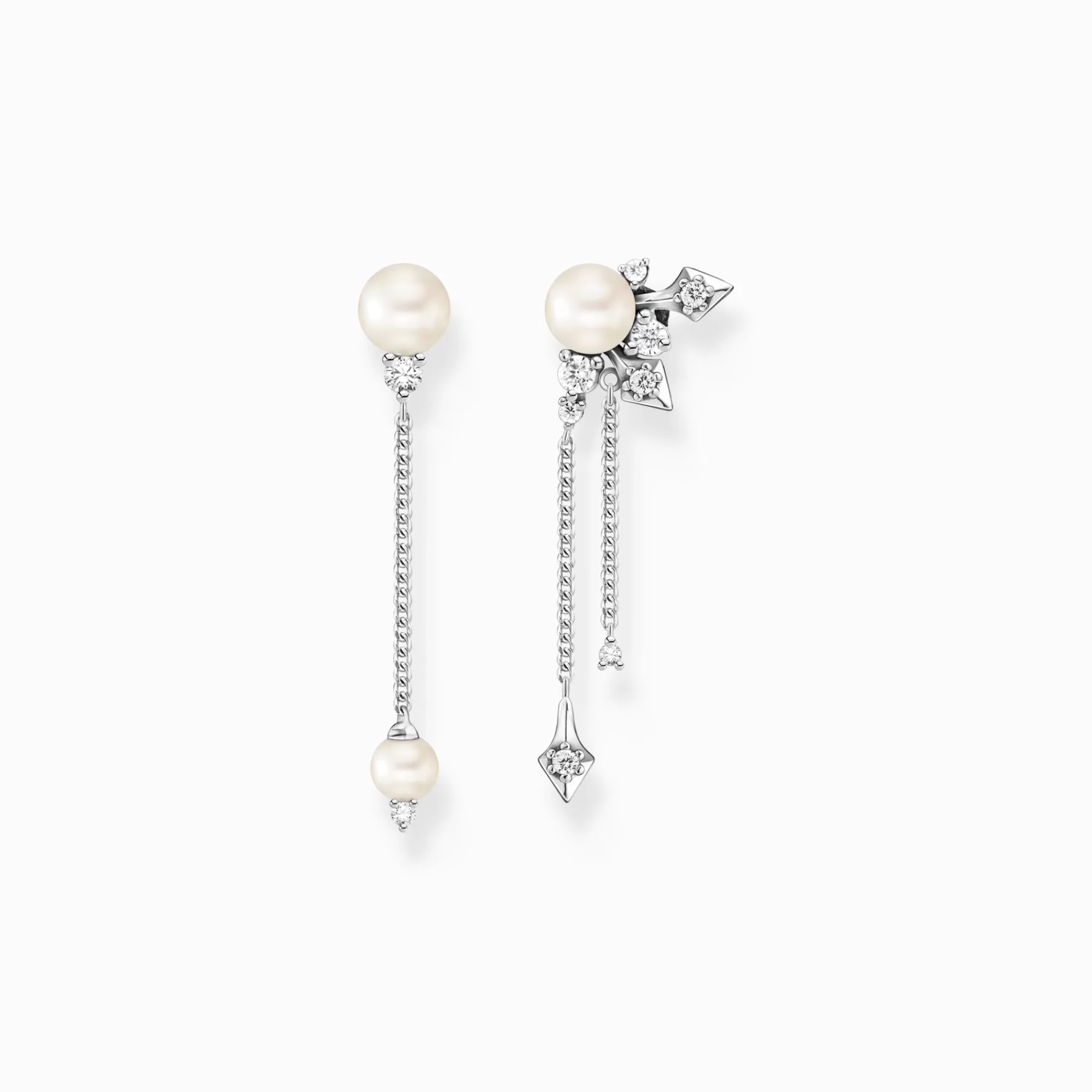 Store Pendientes perla con rayos de sol de invierno plateados Mujer Pendientes Largos | Plata 925