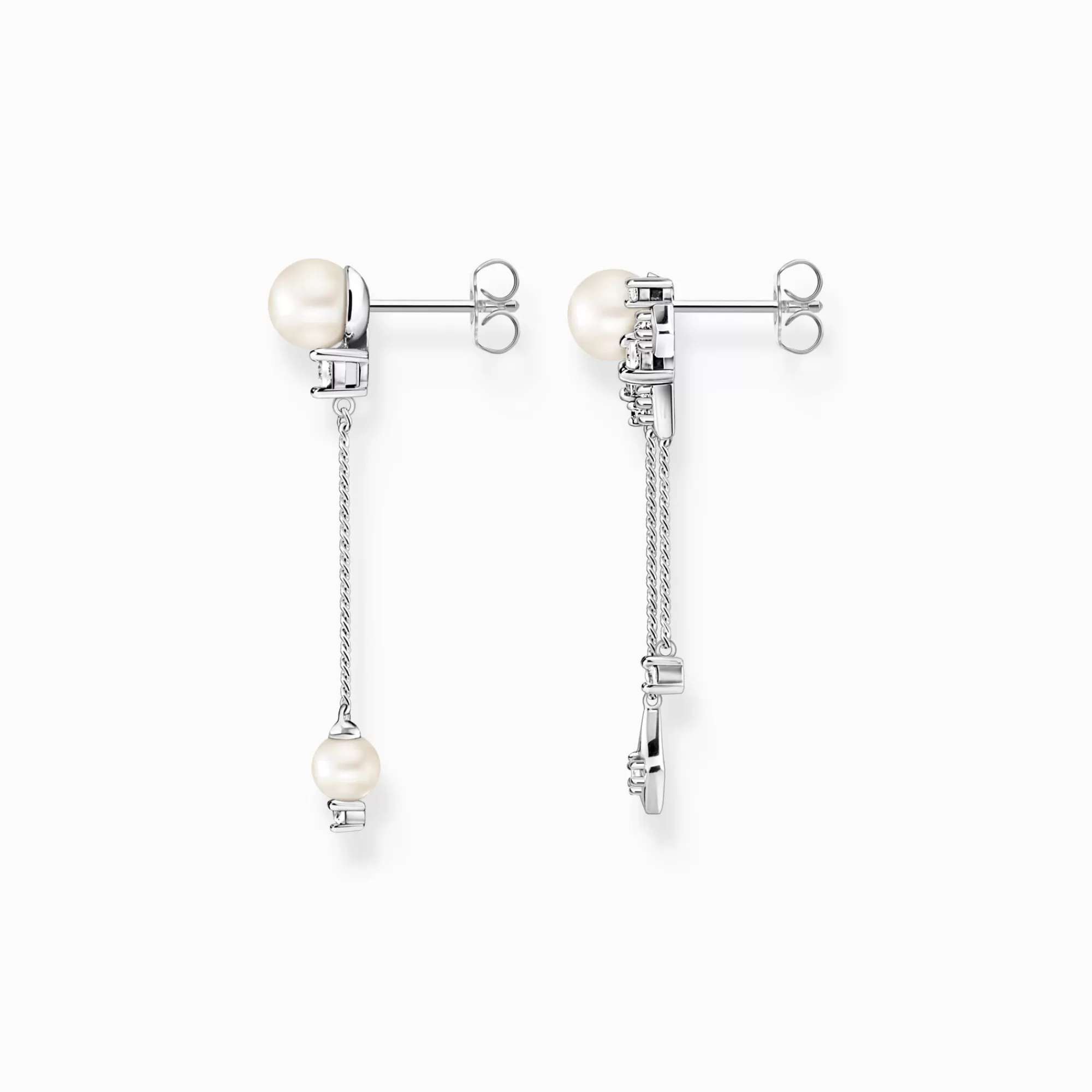 Store Pendientes perla con rayos de sol de invierno plateados Mujer Pendientes Largos | Plata 925