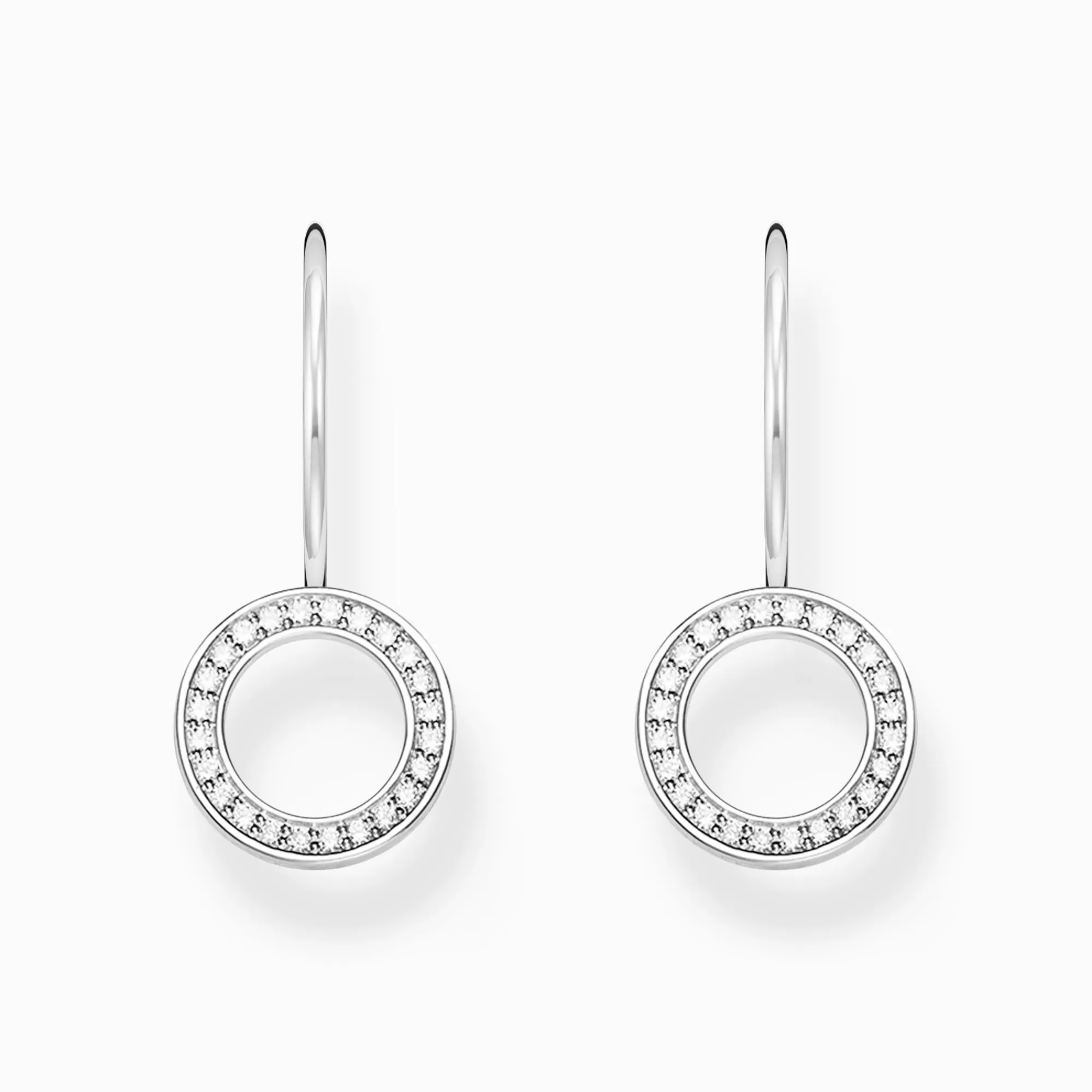 Shop Pendientes redondos de plata con piedras blancas Mujer Pendientes Largos | Plata 925