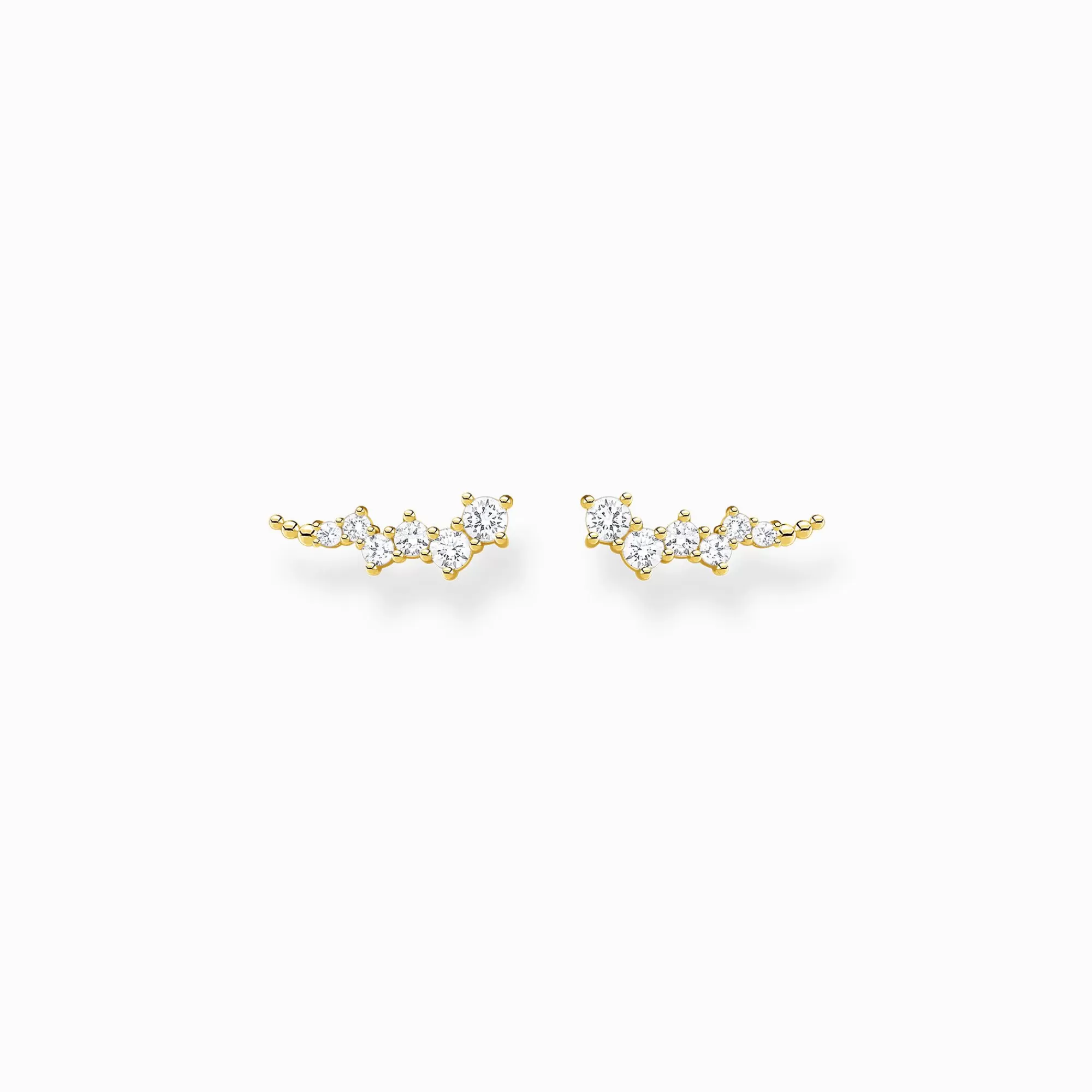 New Pendientes trepador blanco piedras oro Mujer Pendientes De Botón | Baño De Oro De 18 Quilates - Plata 925