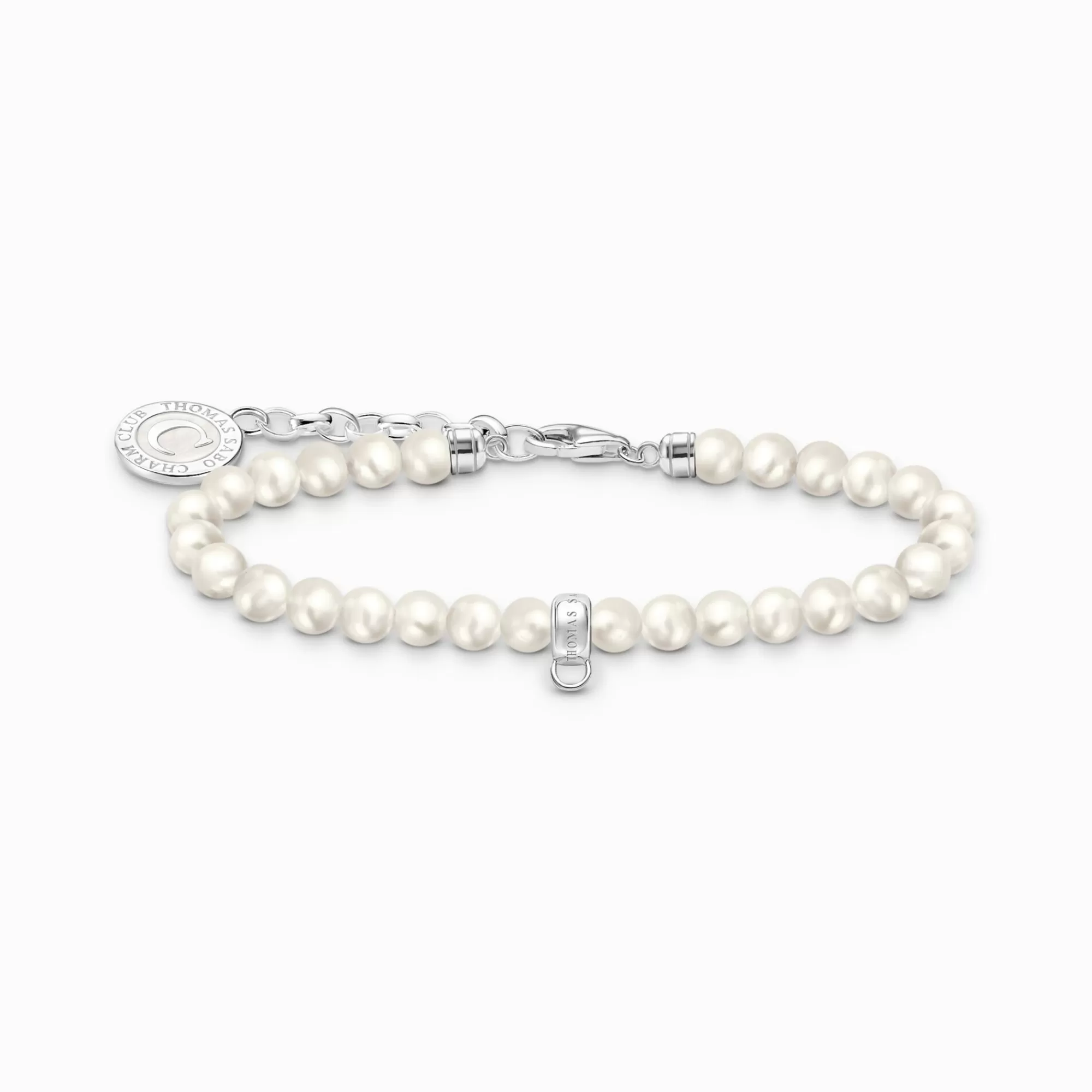 Outlet Pulsera Charm de plata con perlas blancas Mujer Charm Pulseras | Charm Pulseras