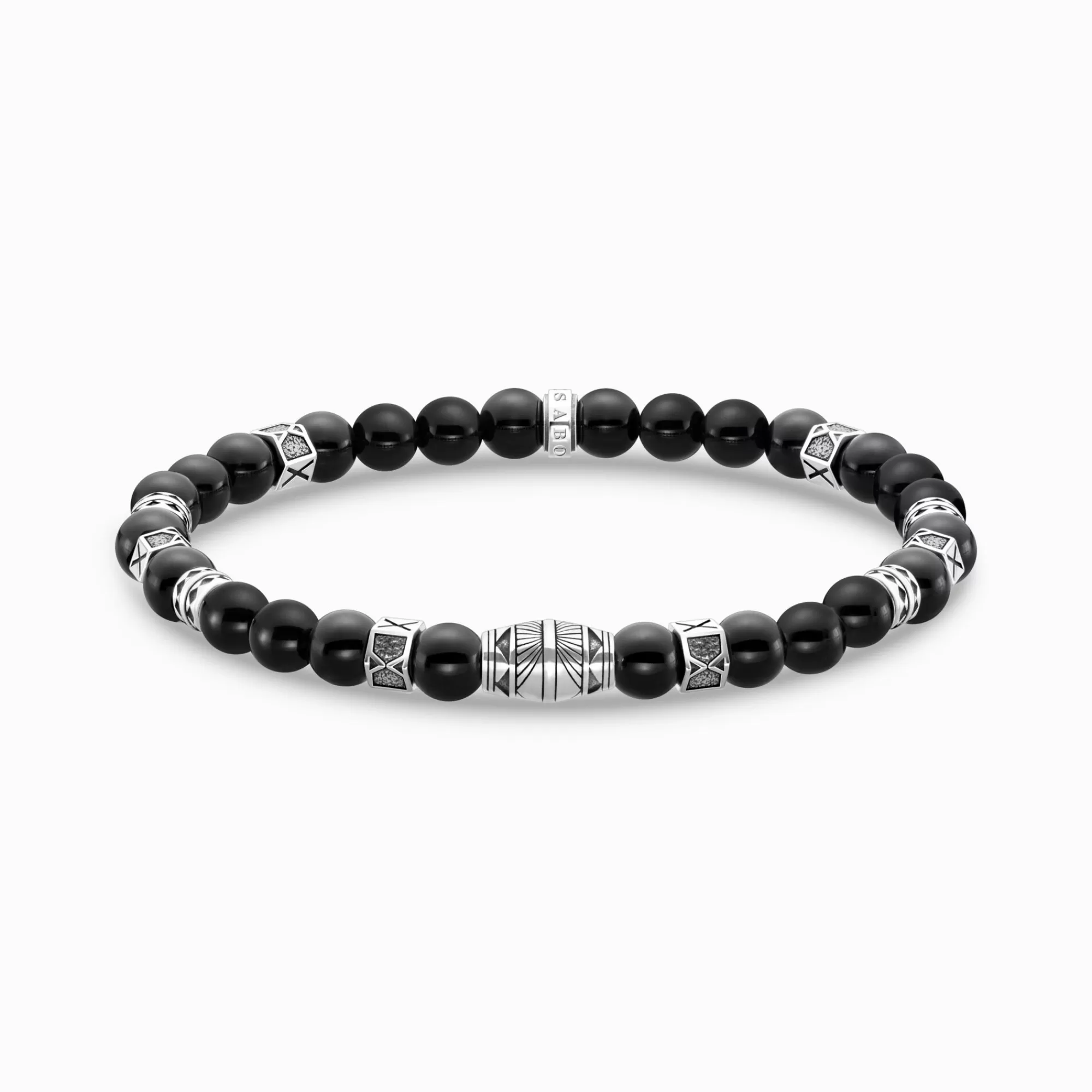 Store Pulsera con negras ónix beads plata Mujer Pulseras | Pulseras