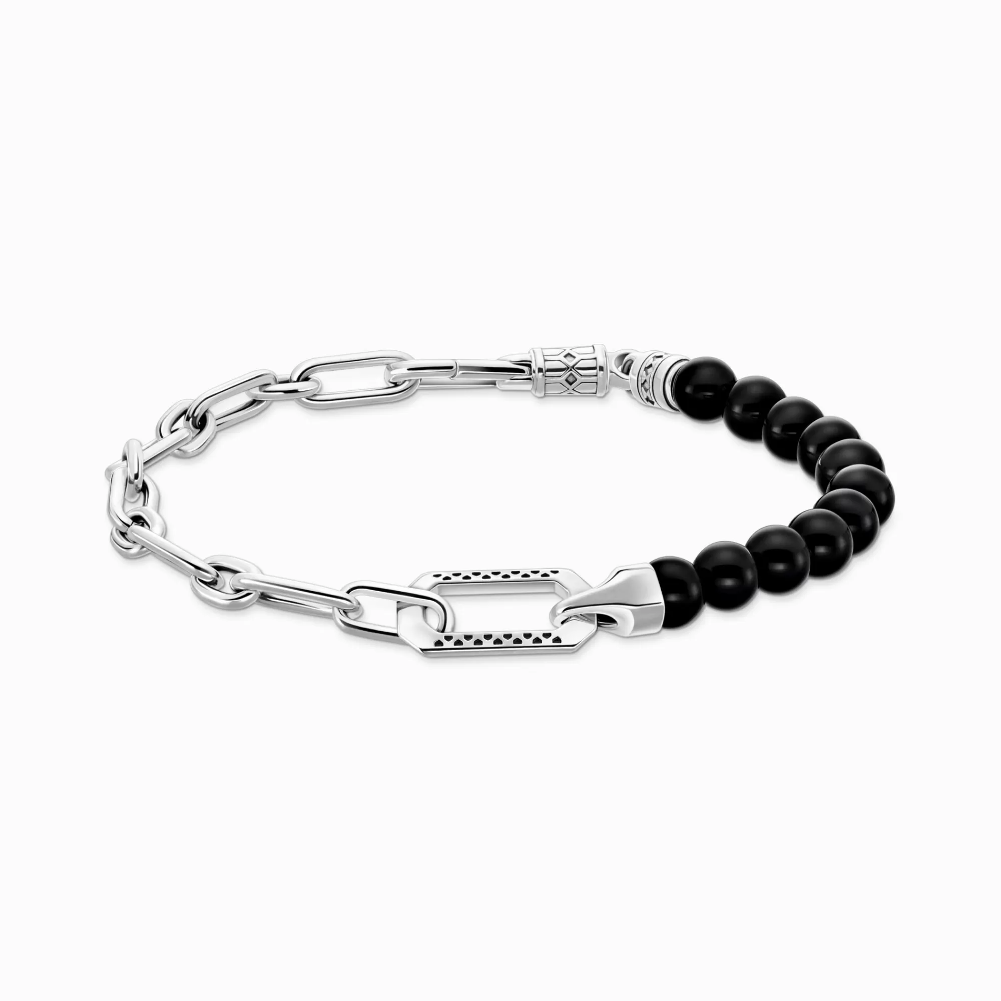 Online Pulsera con negras ónix beads y enlaces plata Mujer Pulseras | Pulseras