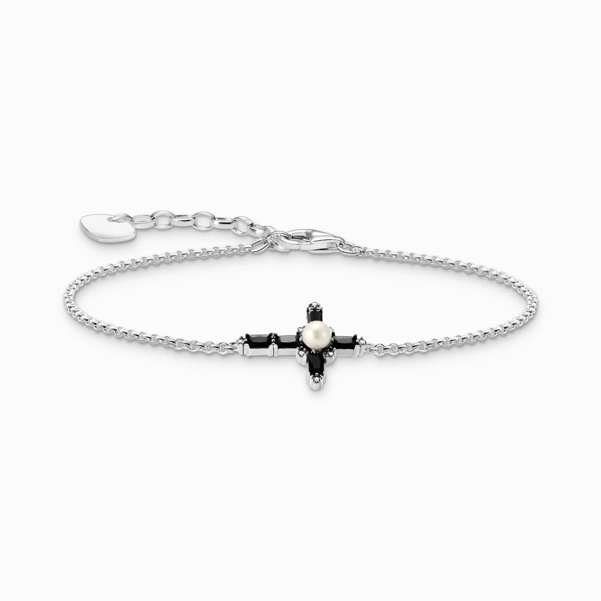 Outlet Pulsera con piedras negras Cross Romance plata Mujer Pulseras | Plata 925